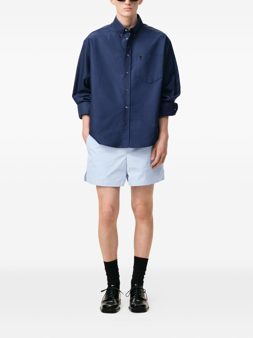striped elasticated shorts