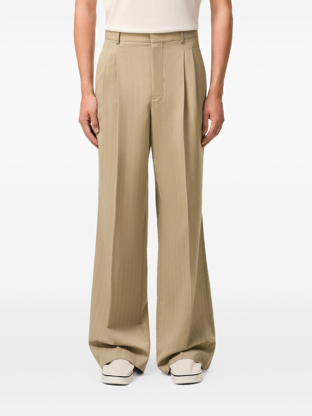 striped pleated trousers