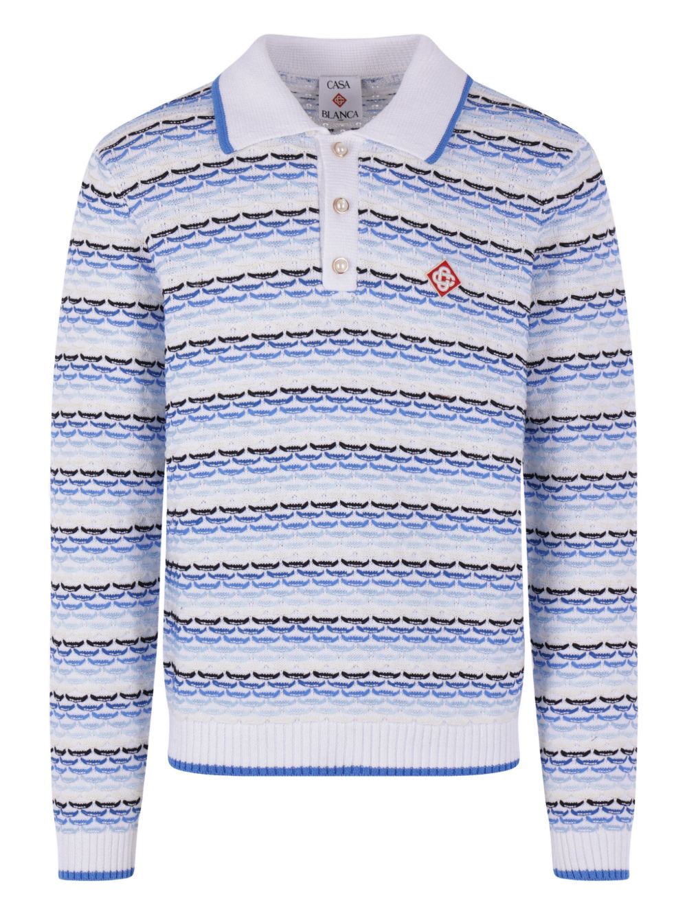 striped logo-appliqué polo shirt