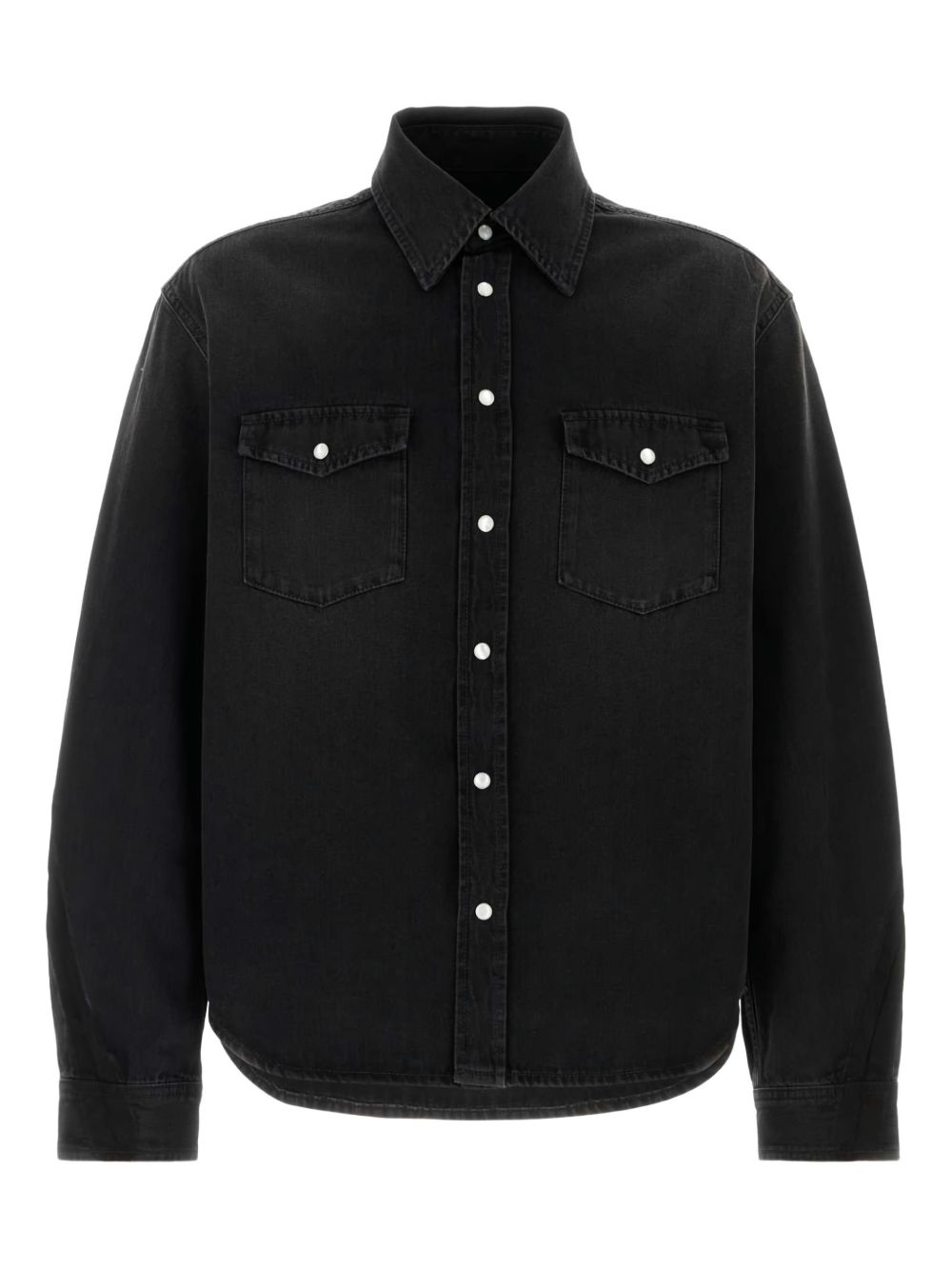 flap-pocket denim shirt