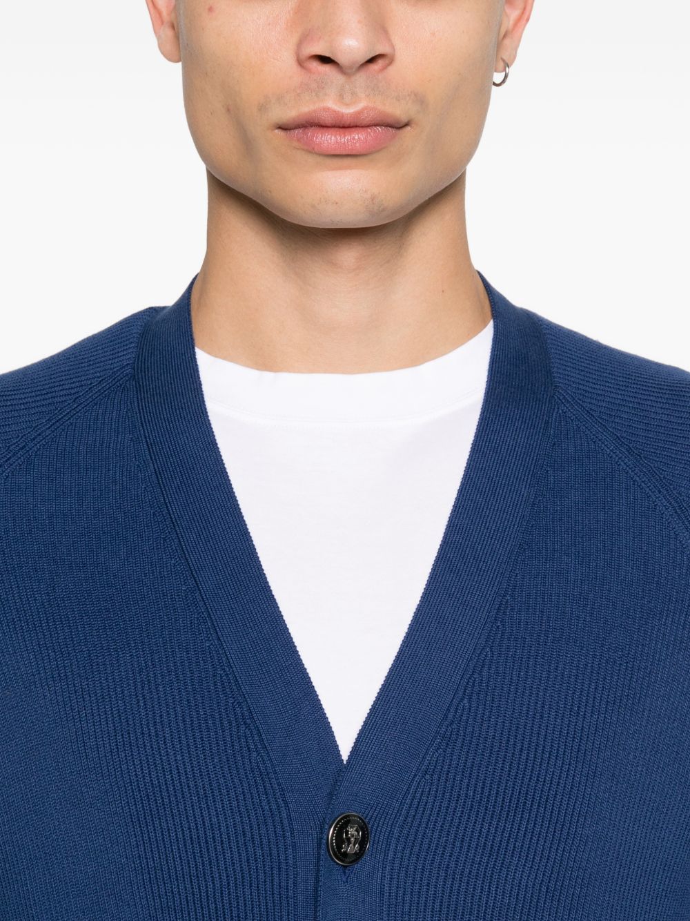buttoned V-neck sweater