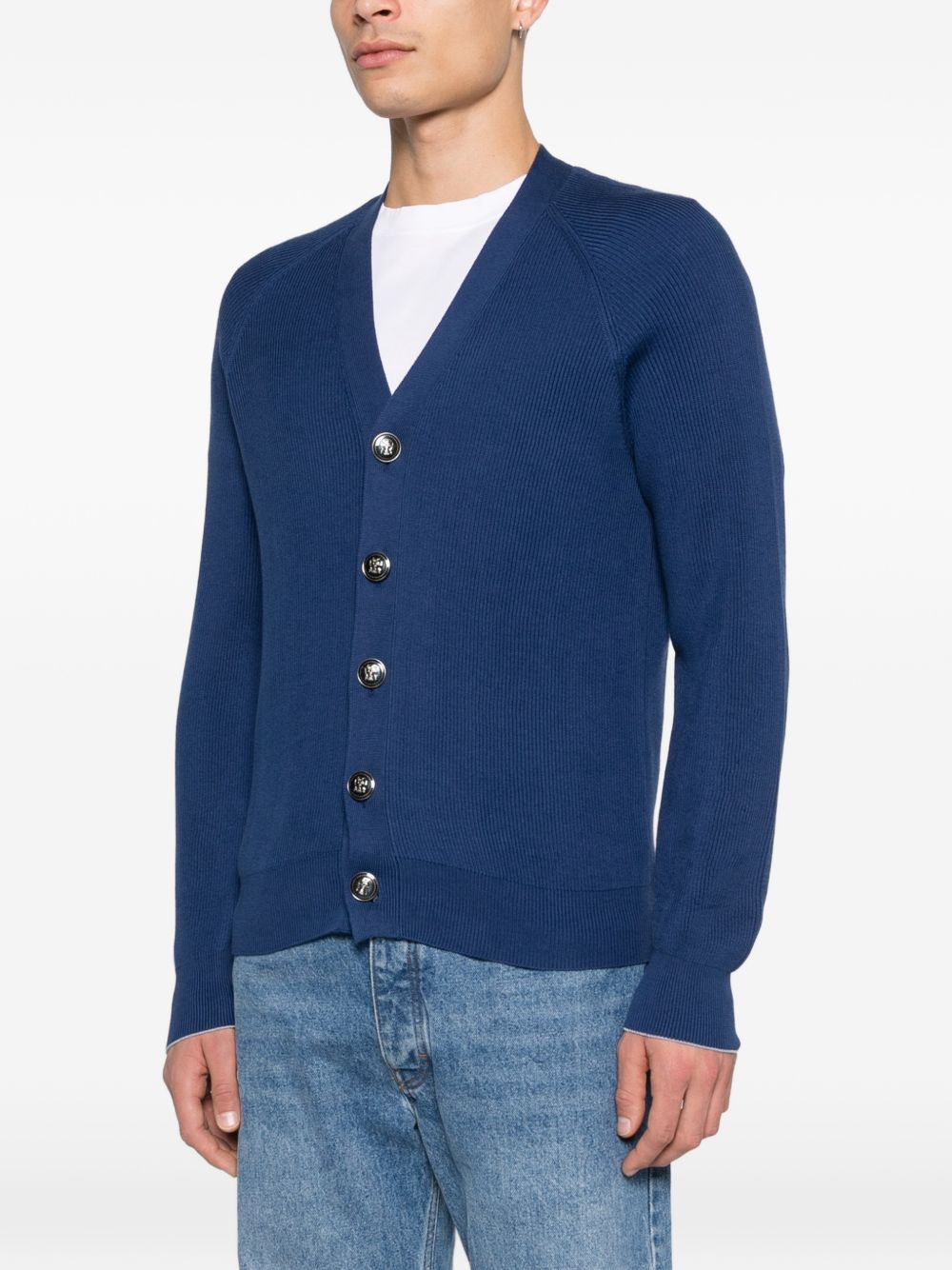 buttoned V-neck sweater