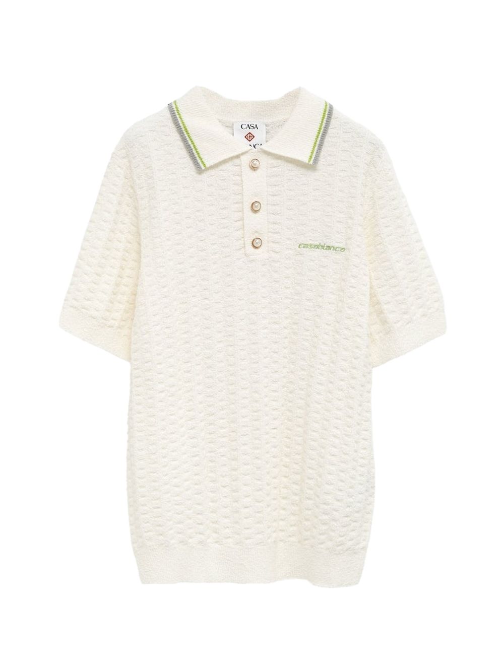 textured buttoned polo shirt