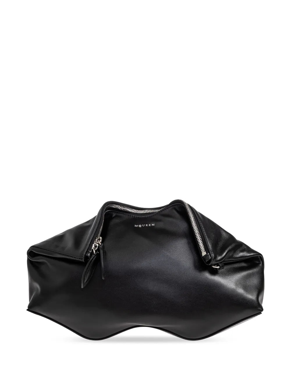 zipped leather clutch bag