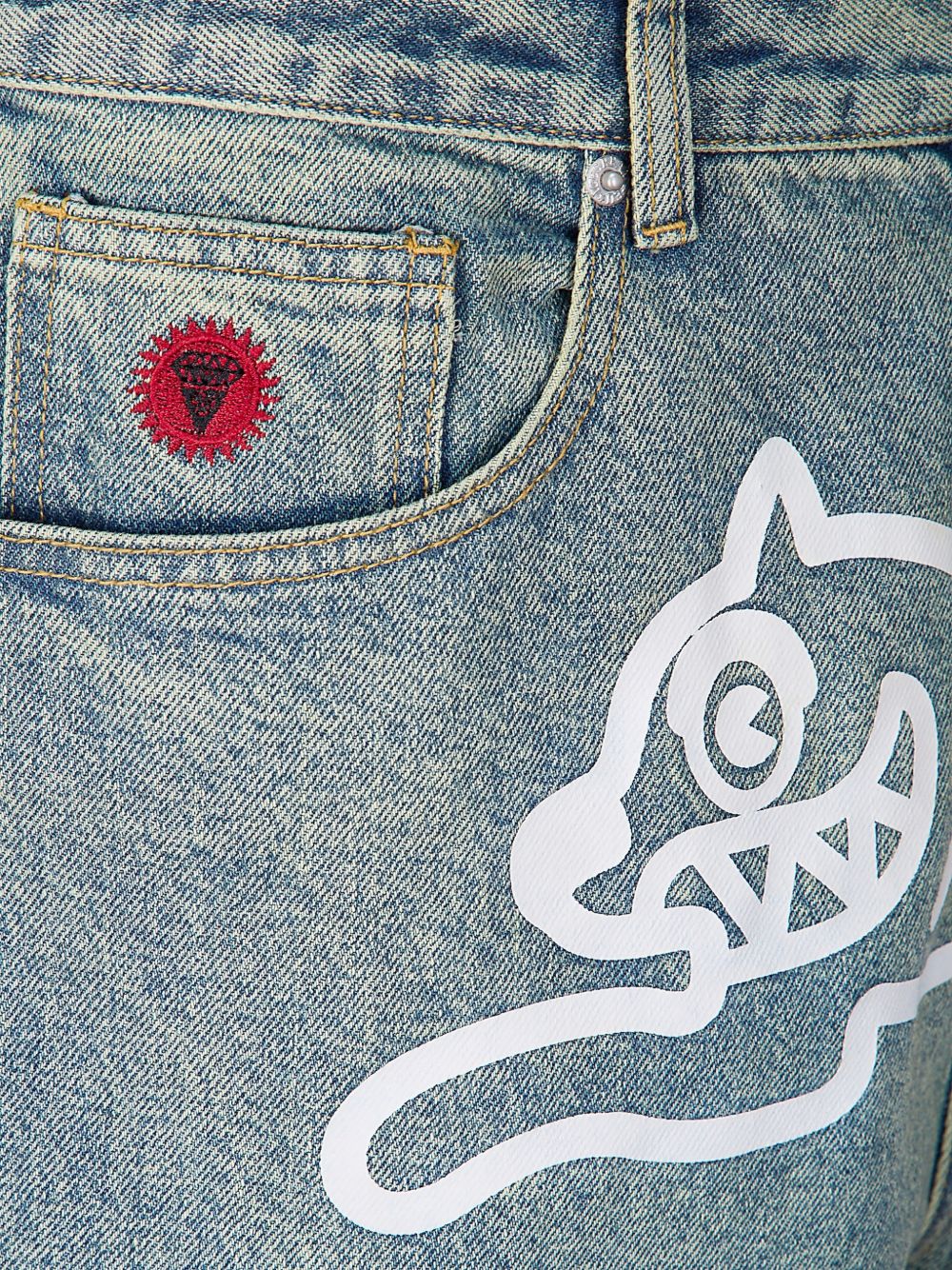 running dog denim shorts