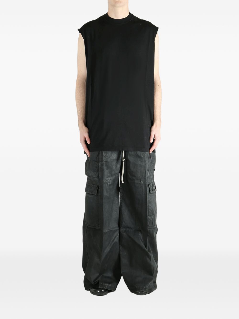sleeveless mock-neck top
