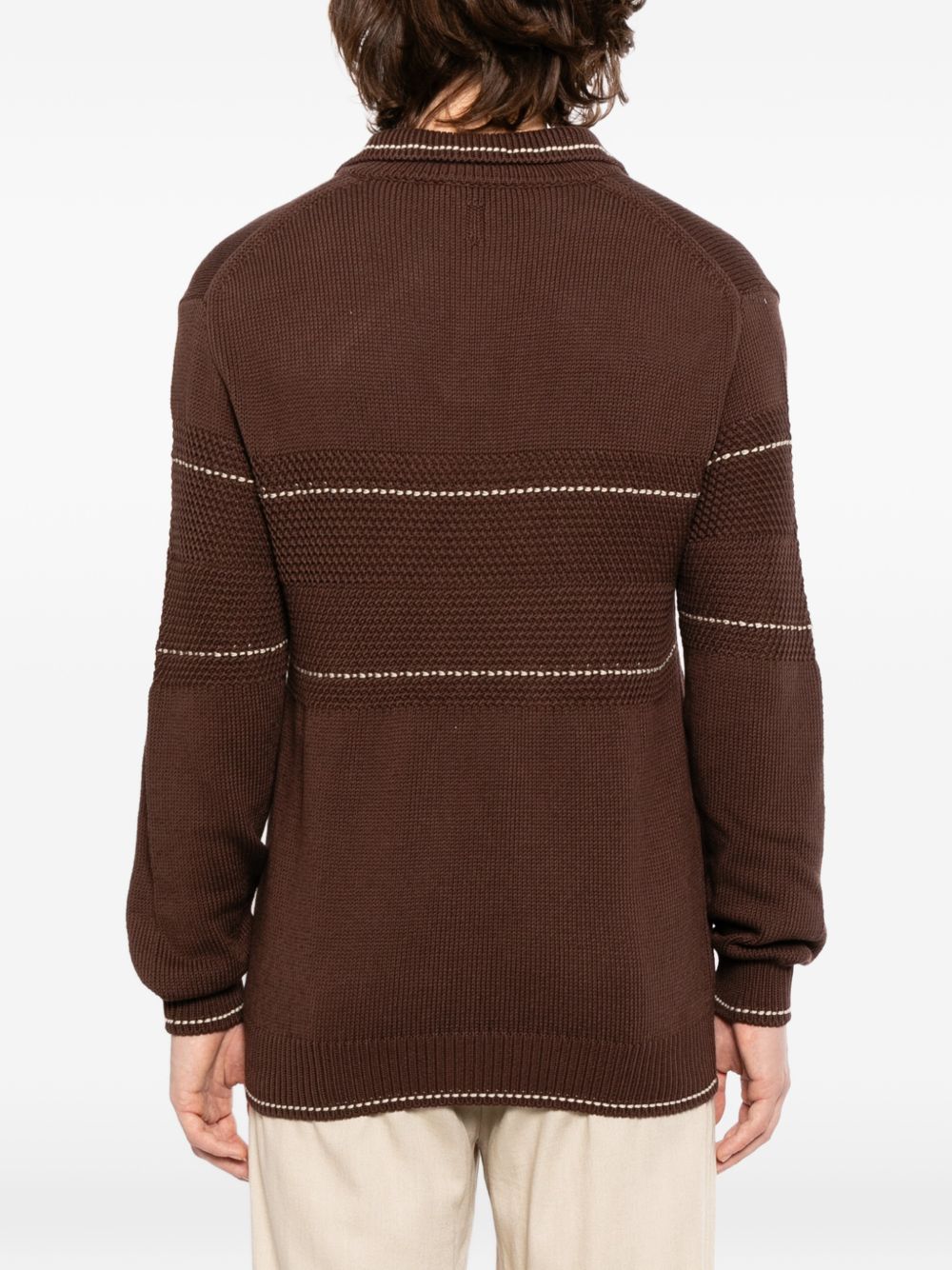 striped V-neck jumper