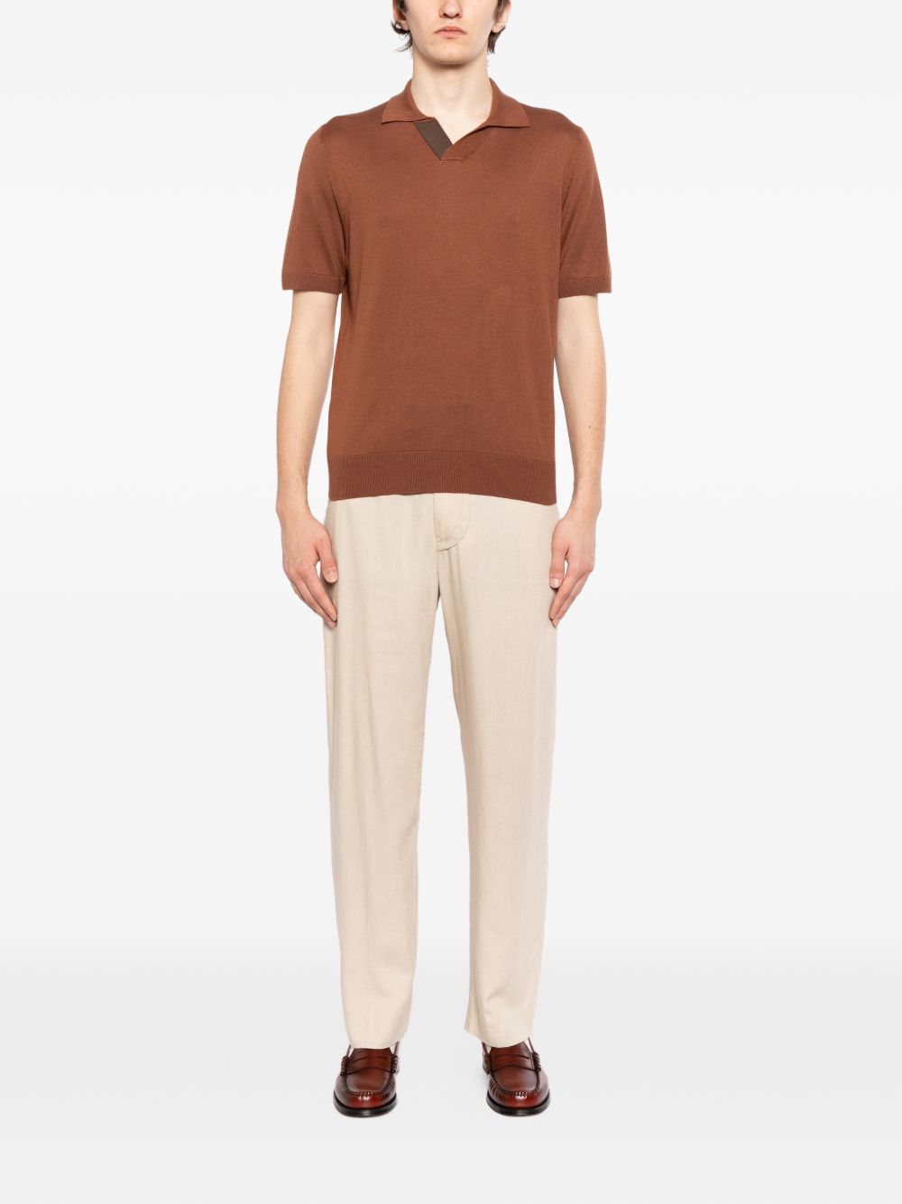 short-sleeve open collar polo shirt