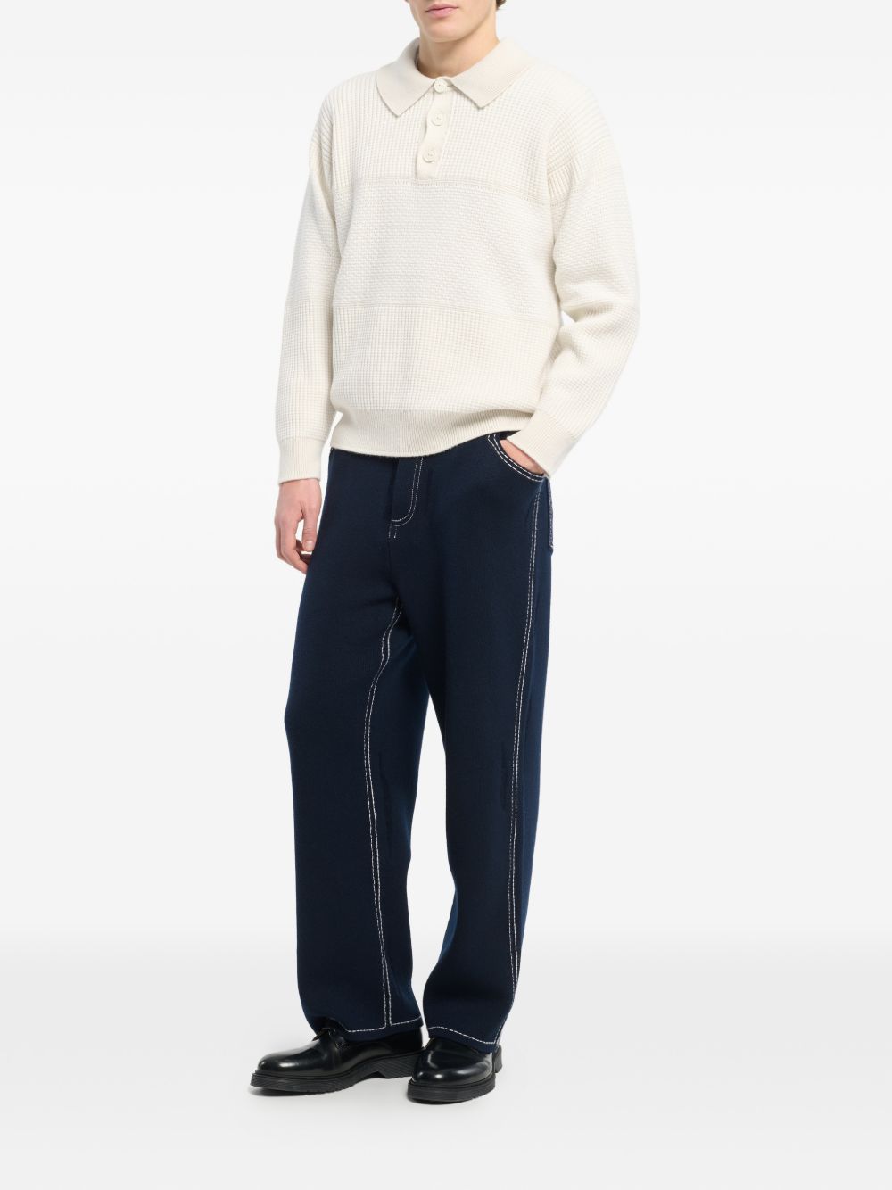 waffle-effect polo shirt