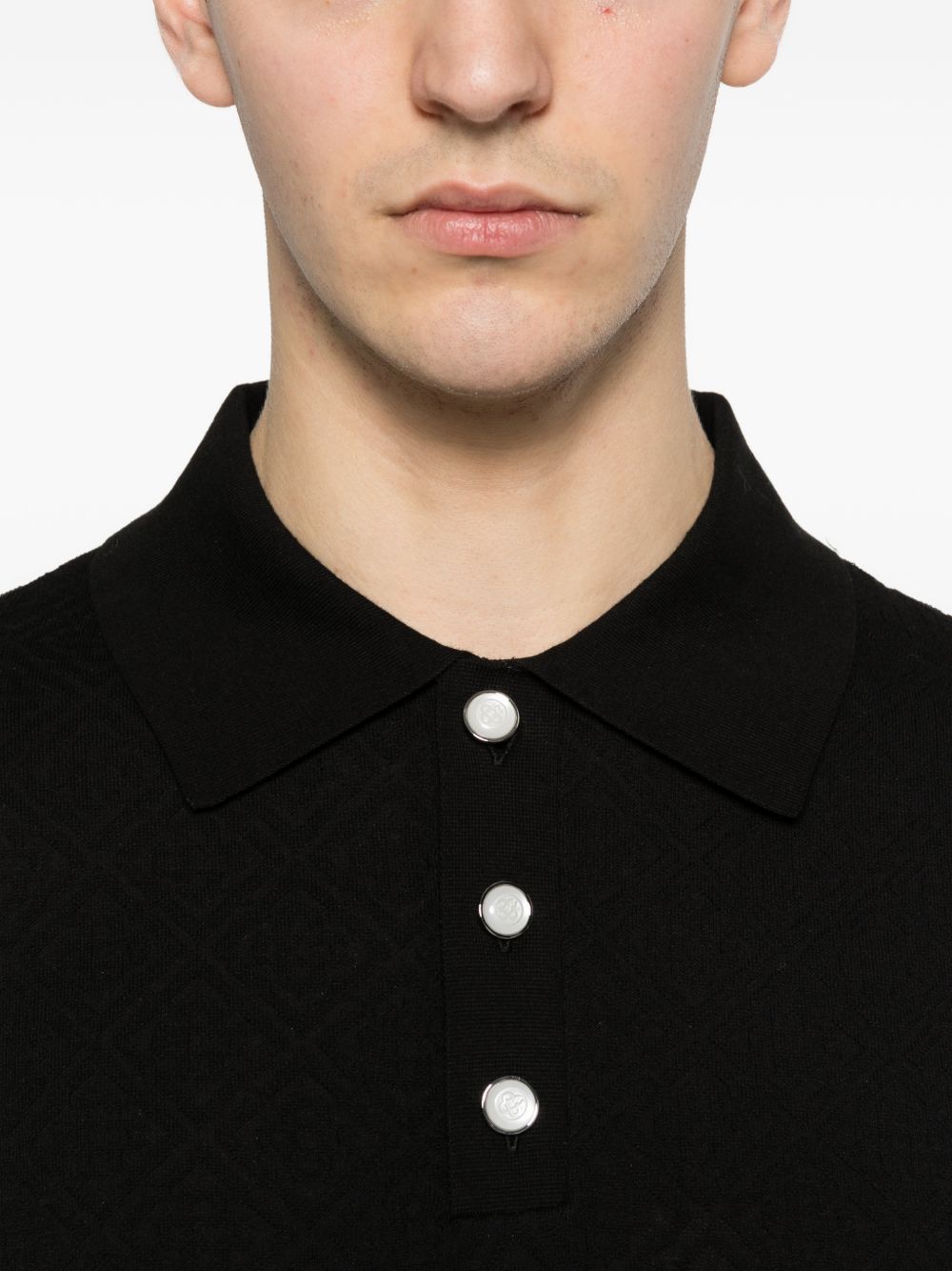 pointelle monogram polo shirt