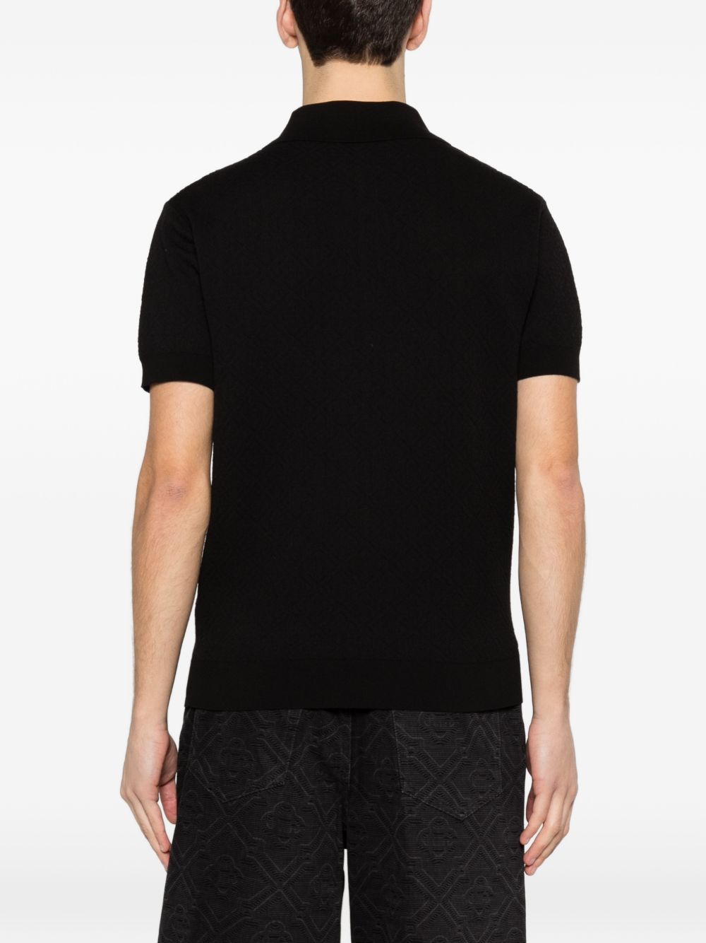 pointelle monogram polo shirt