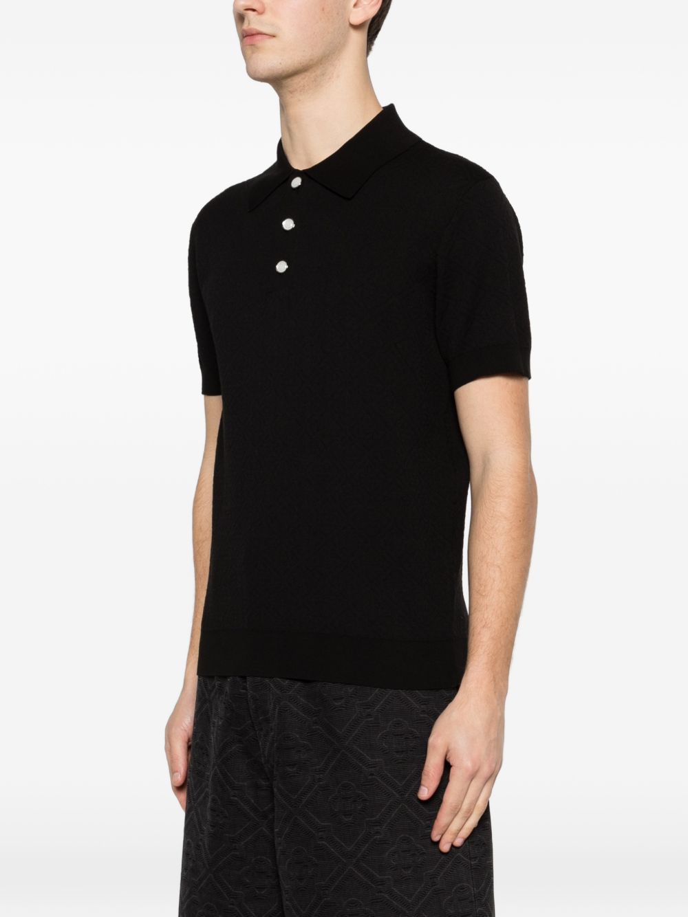 pointelle monogram polo shirt