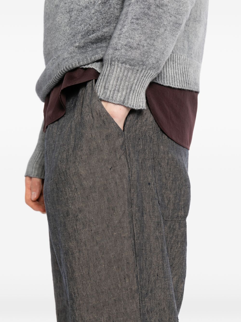elasticated waistband linen trousers