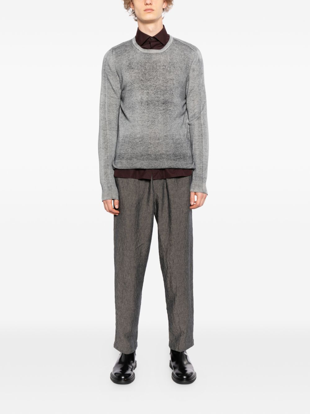 elasticated waistband linen trousers