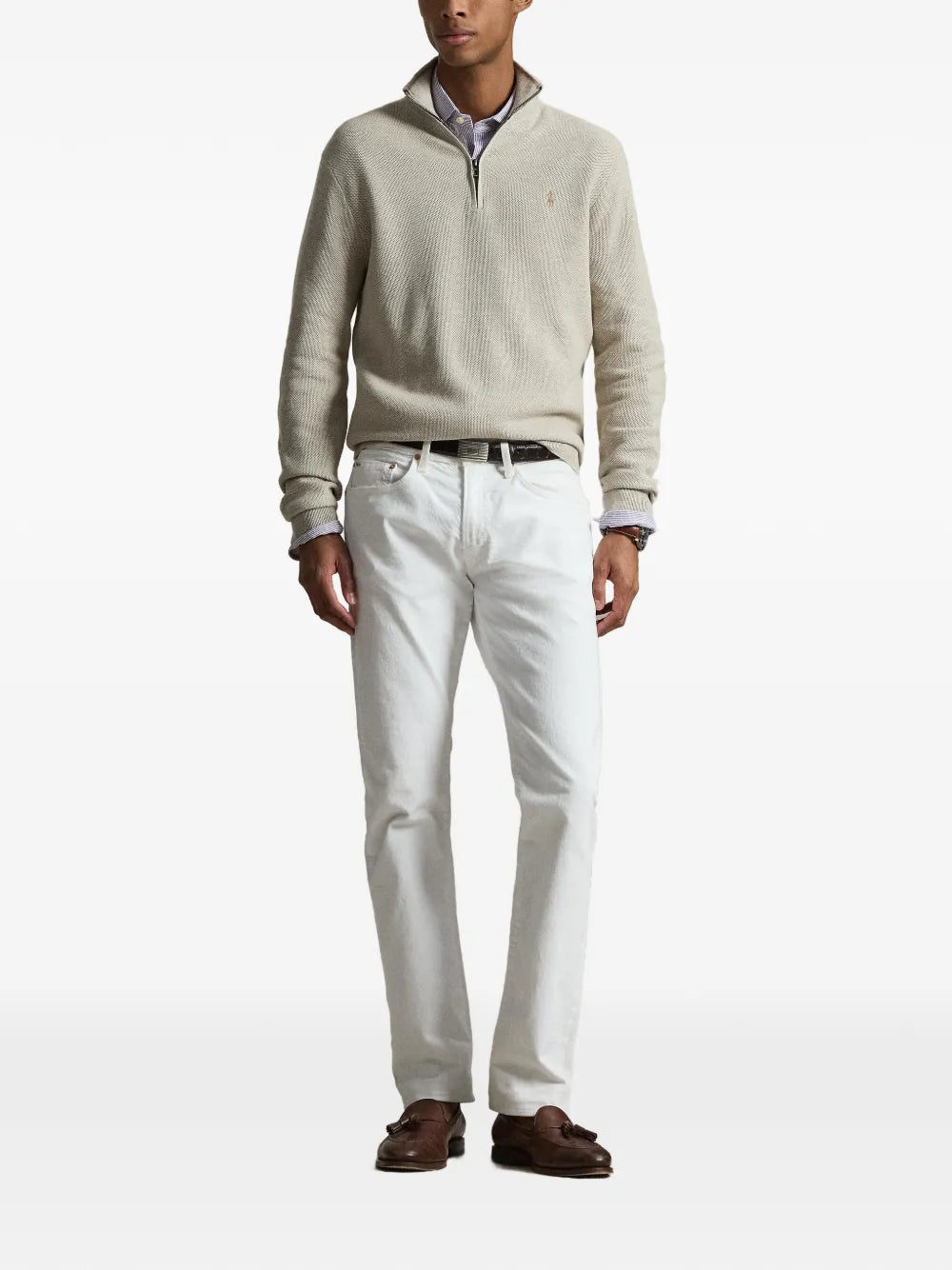 mesh-knit quarter-zip sweater