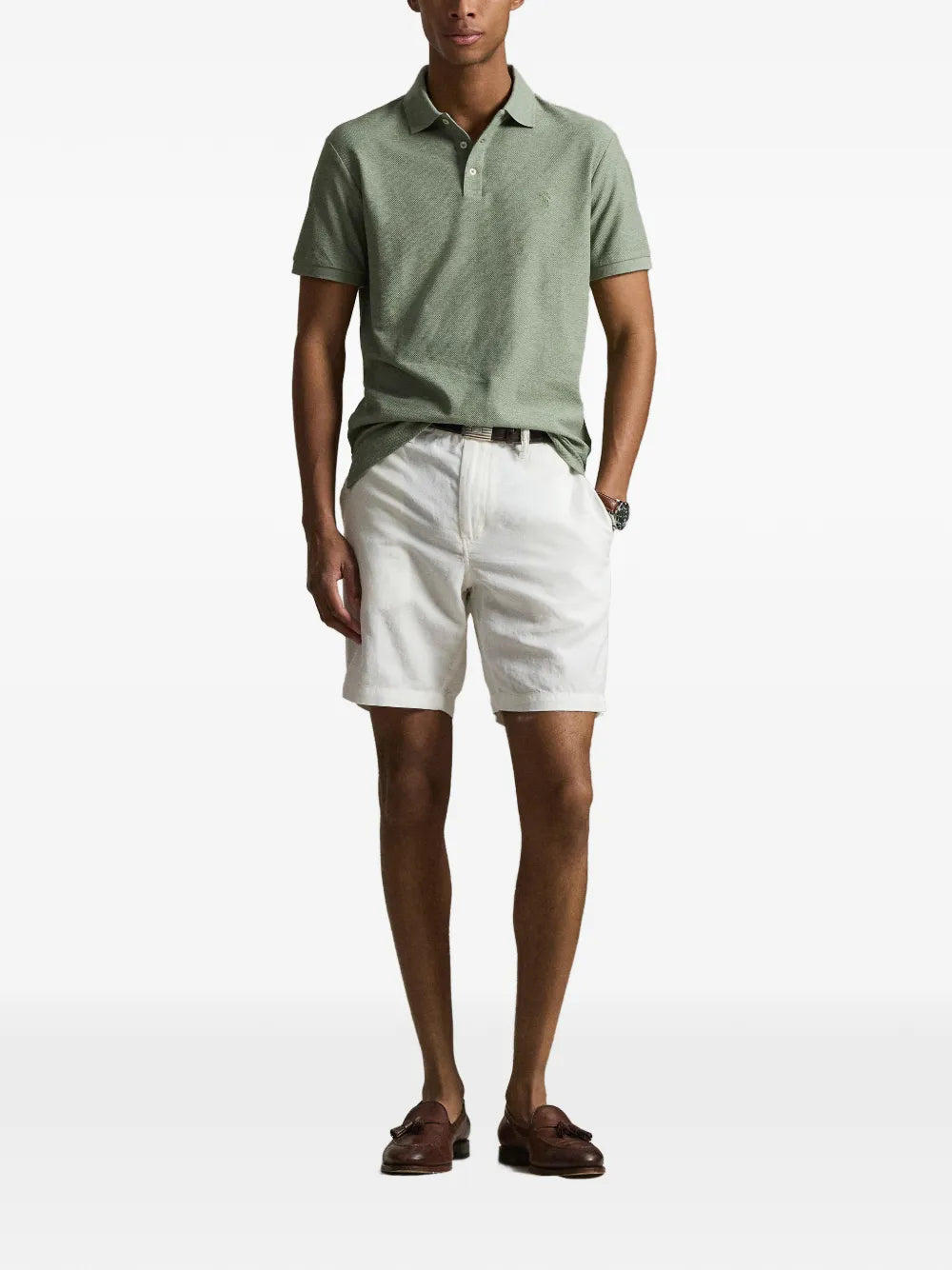 honeycomb-mesh slim fit polo