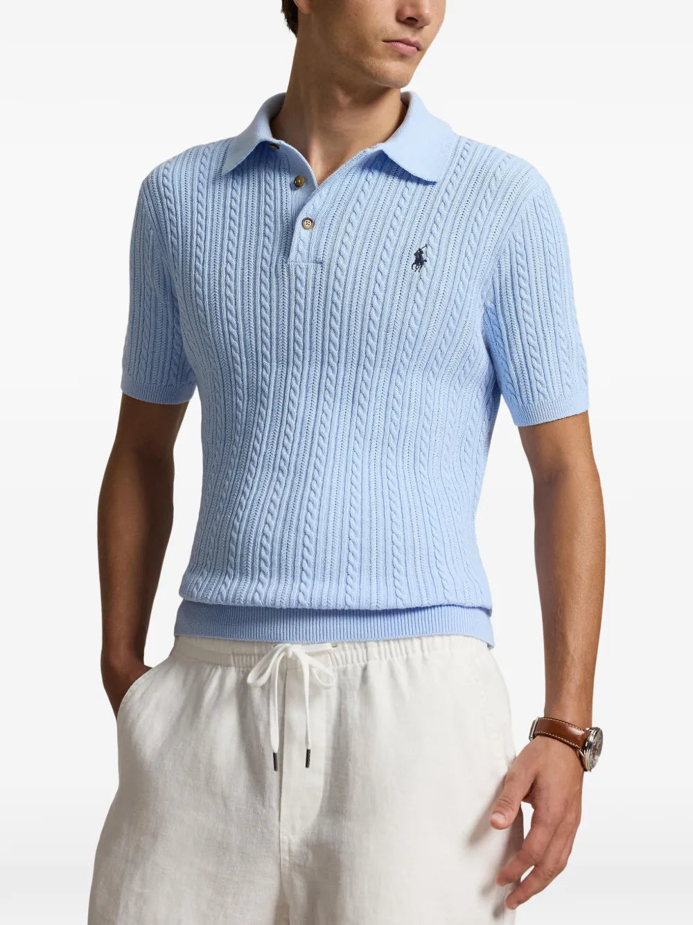 cable-knit polo shirt