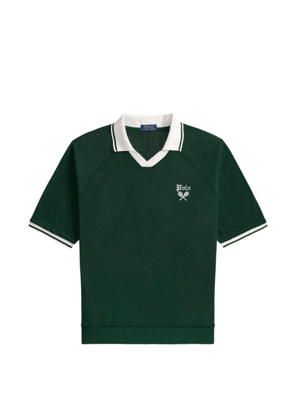 logo-embroidered johnny-collar T-shirt