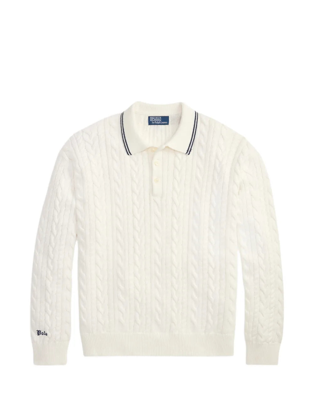 cable-knit polo sweater