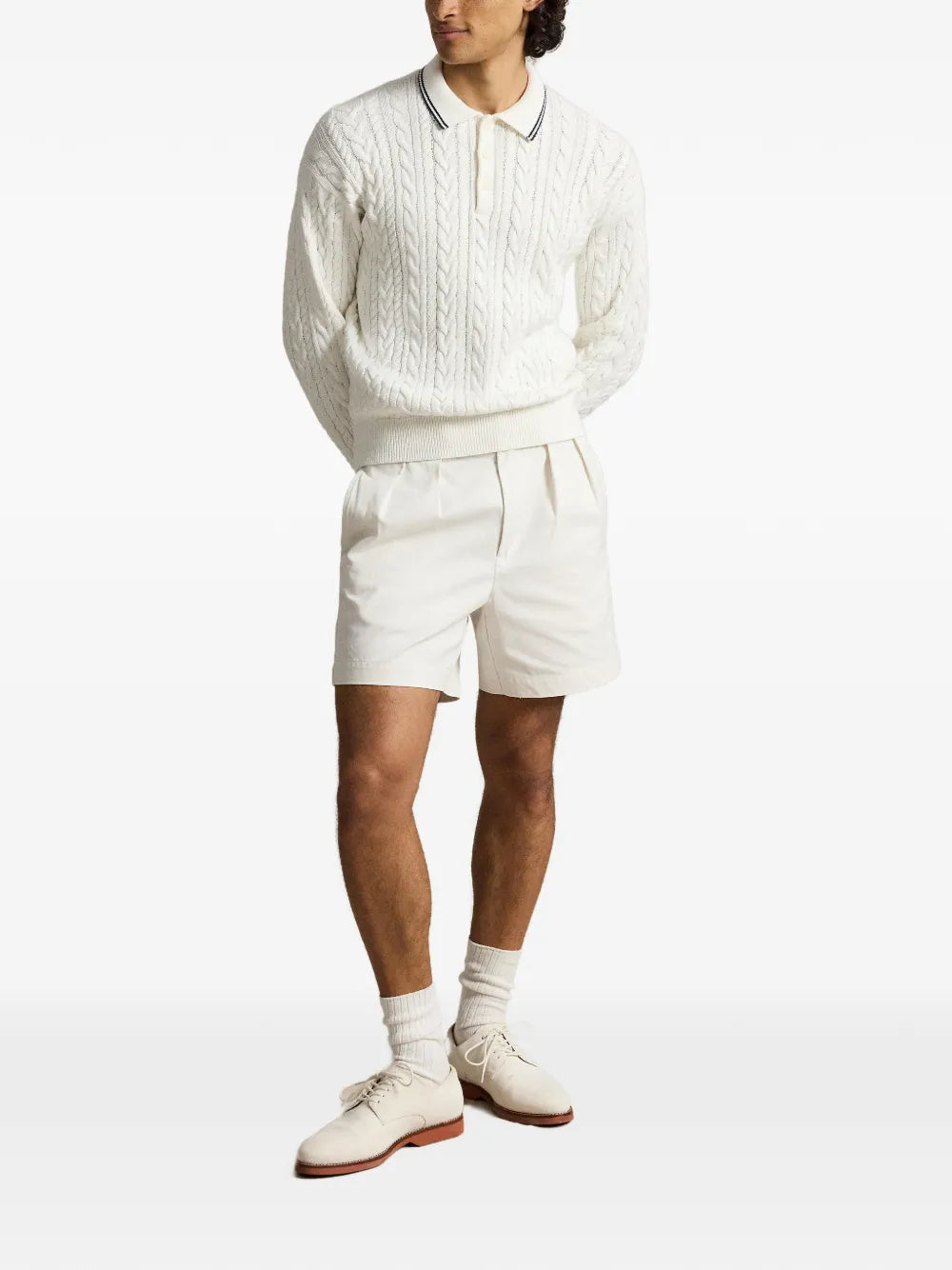 cable-knit polo sweater