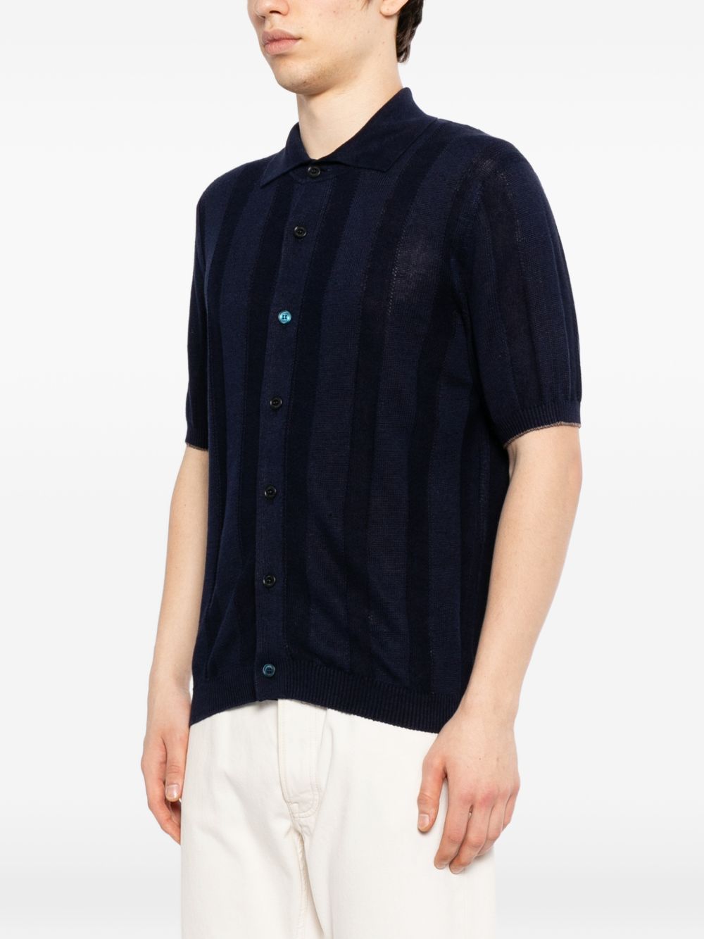 buttoned striped knitwear