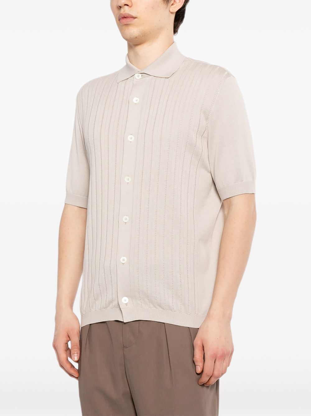 ribbed buttoned polo shirt