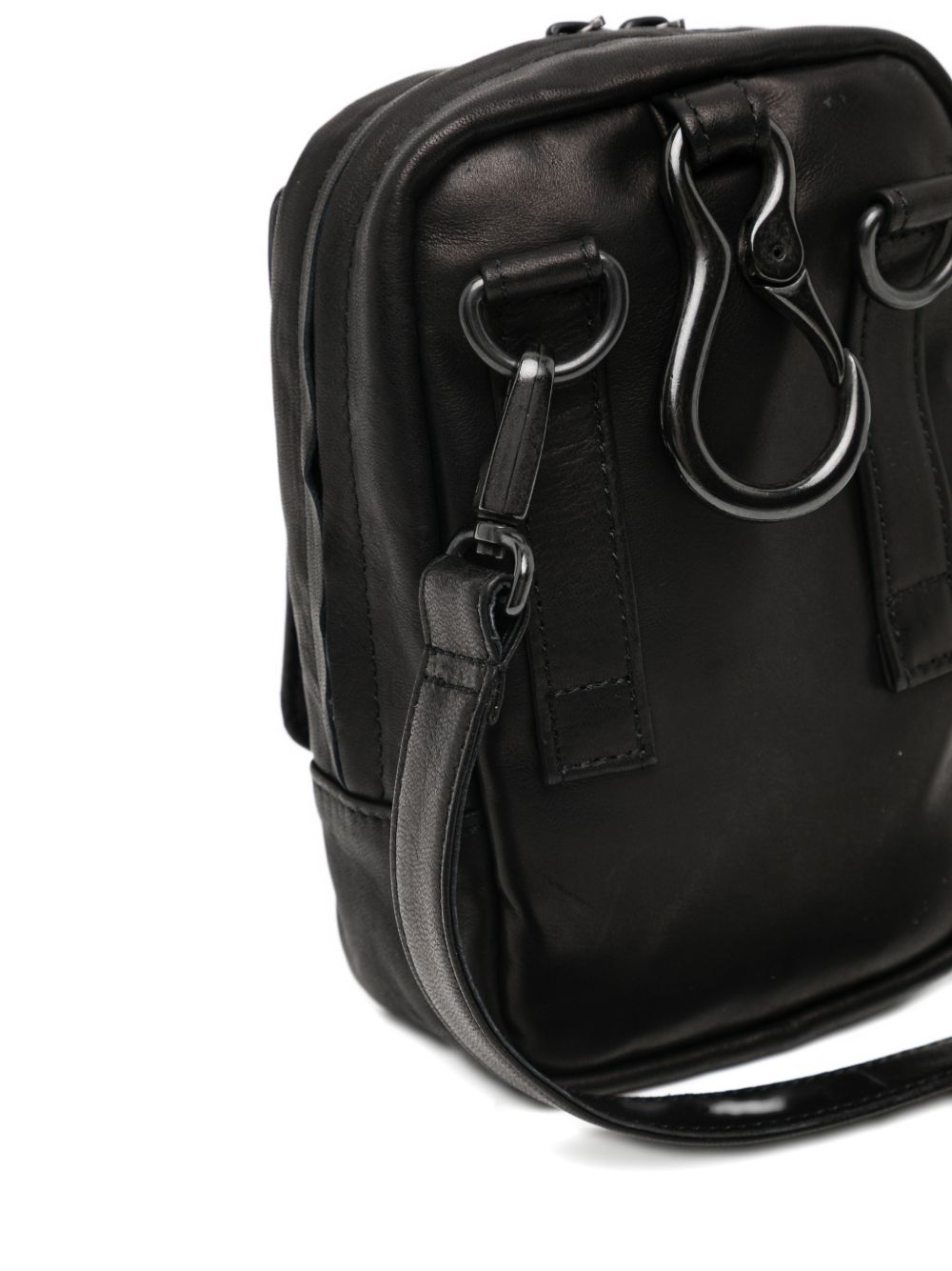 Scratch leather messenger bag