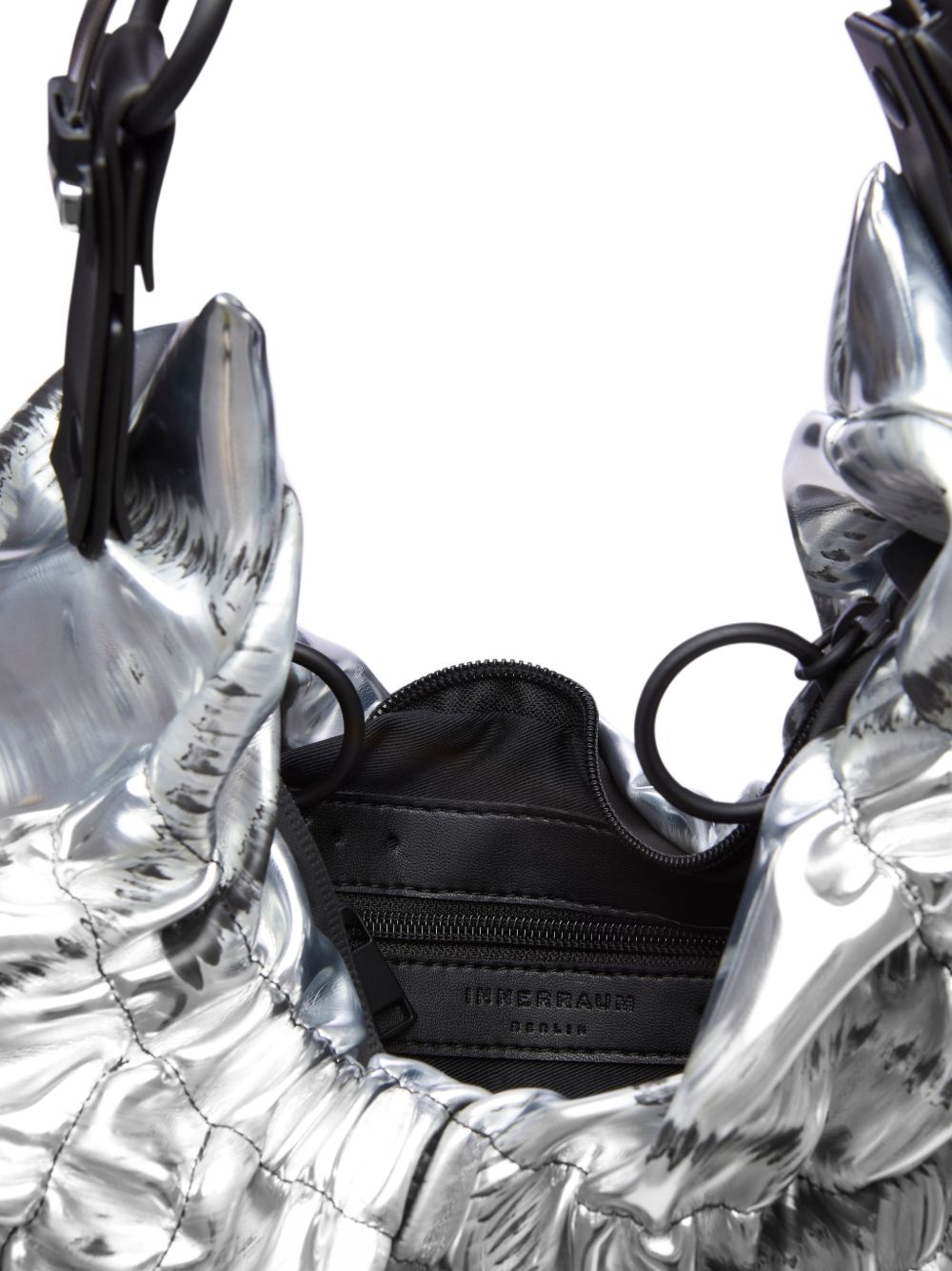 metallic shoulder bag