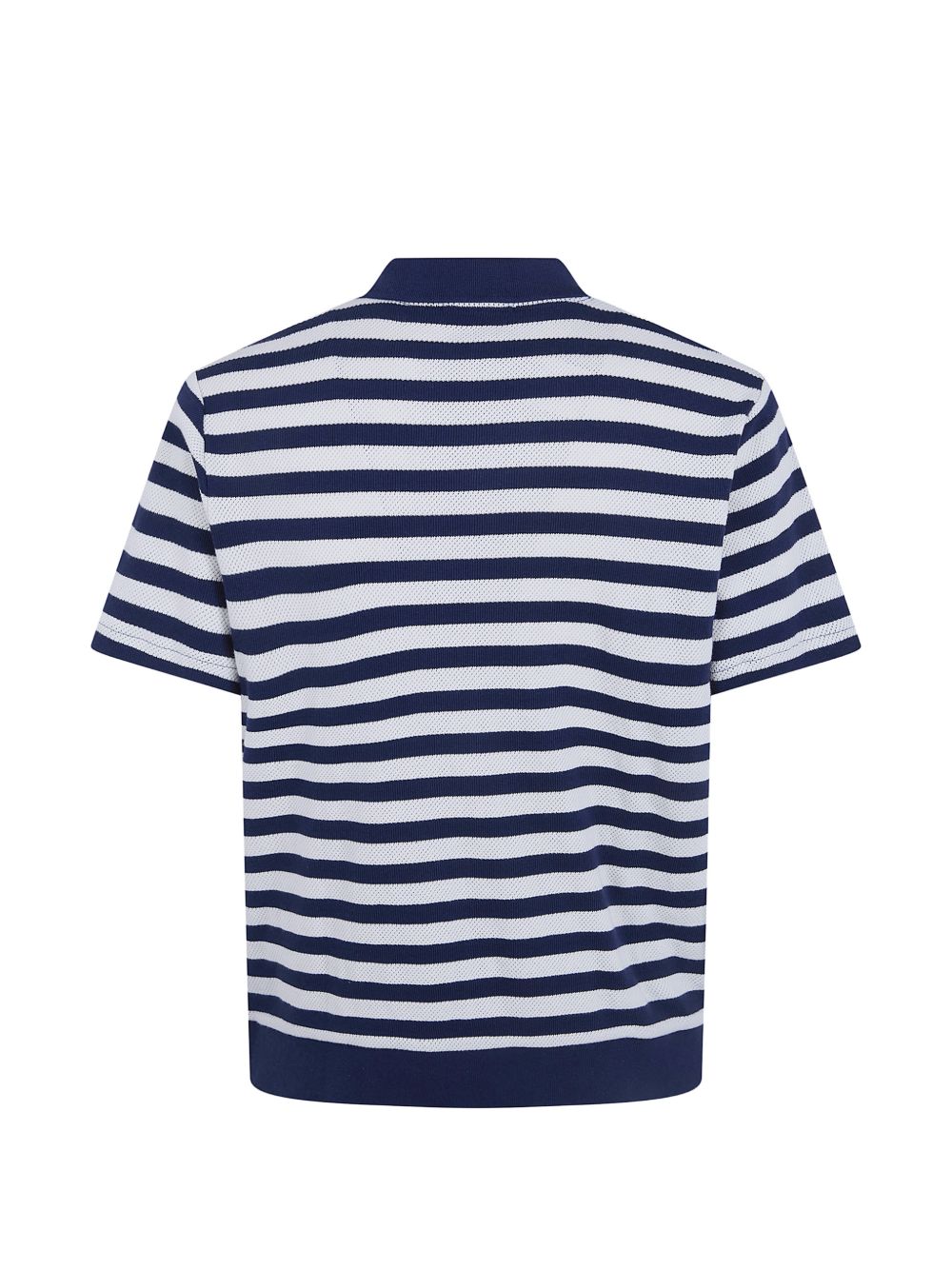 pointelle-knit striped polo shirt