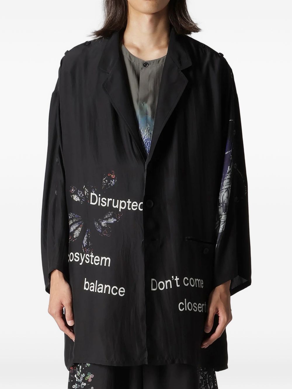 buttoned patterned silk jacket