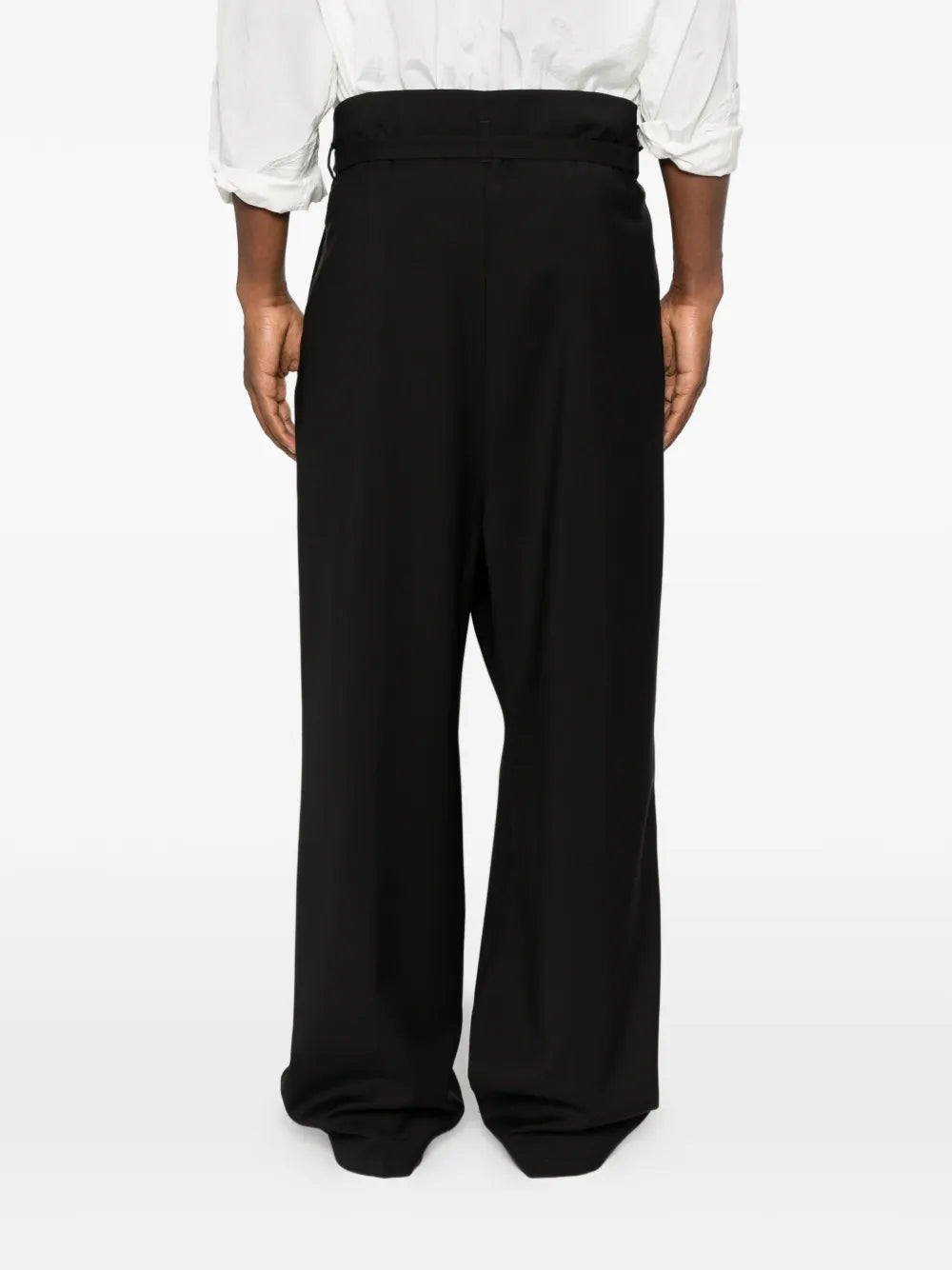 wrap-design tie-waist trousers