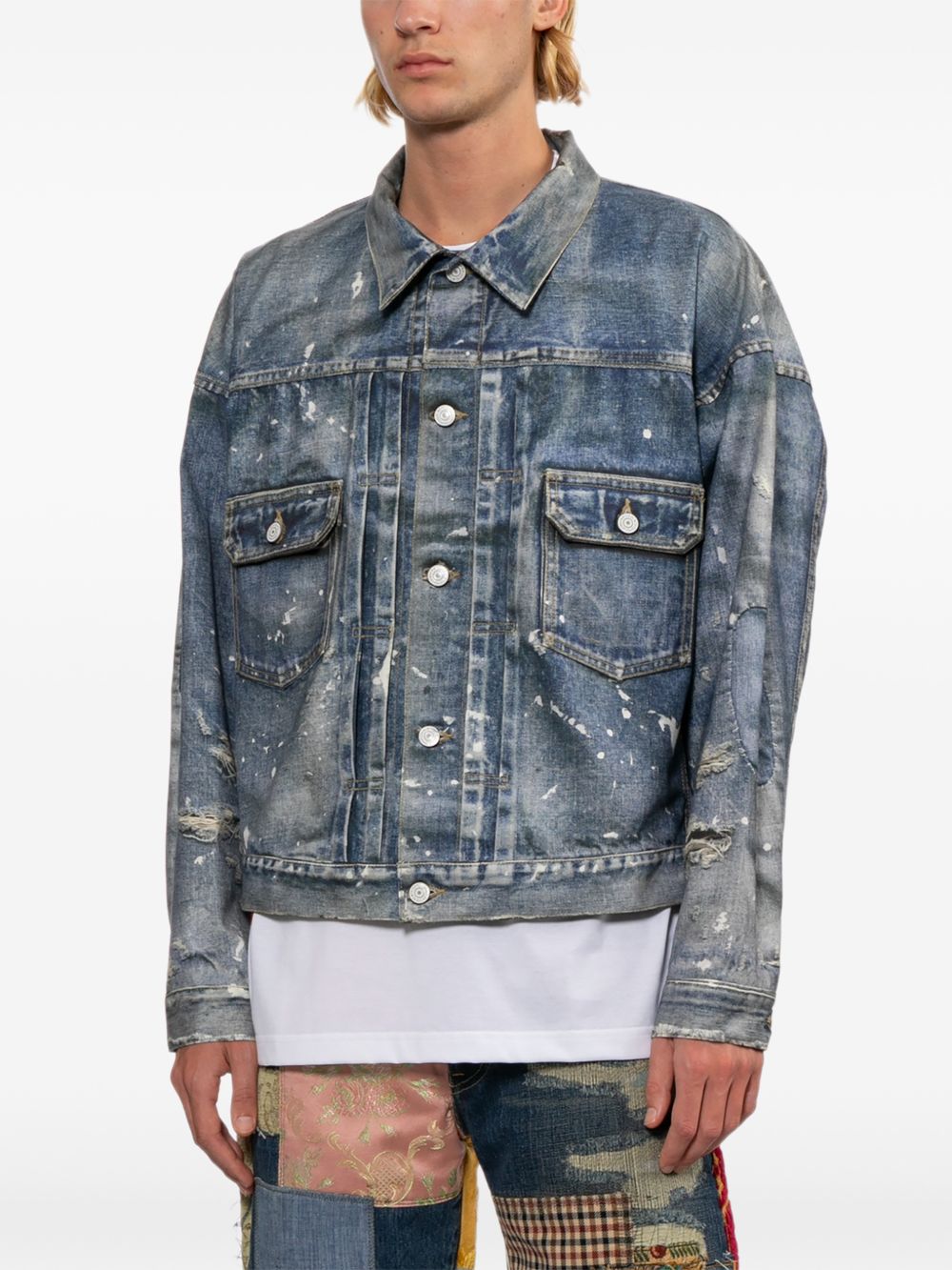 paint-splash denim jacket