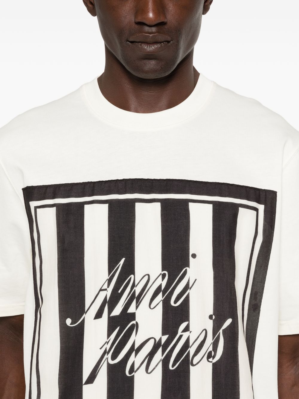 logo-print striped-patch T-shirt