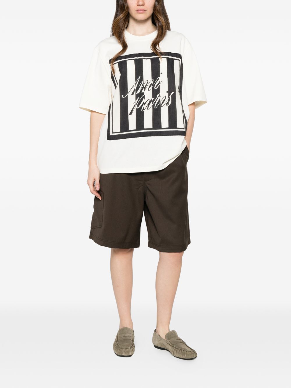logo-print striped-patch T-shirt