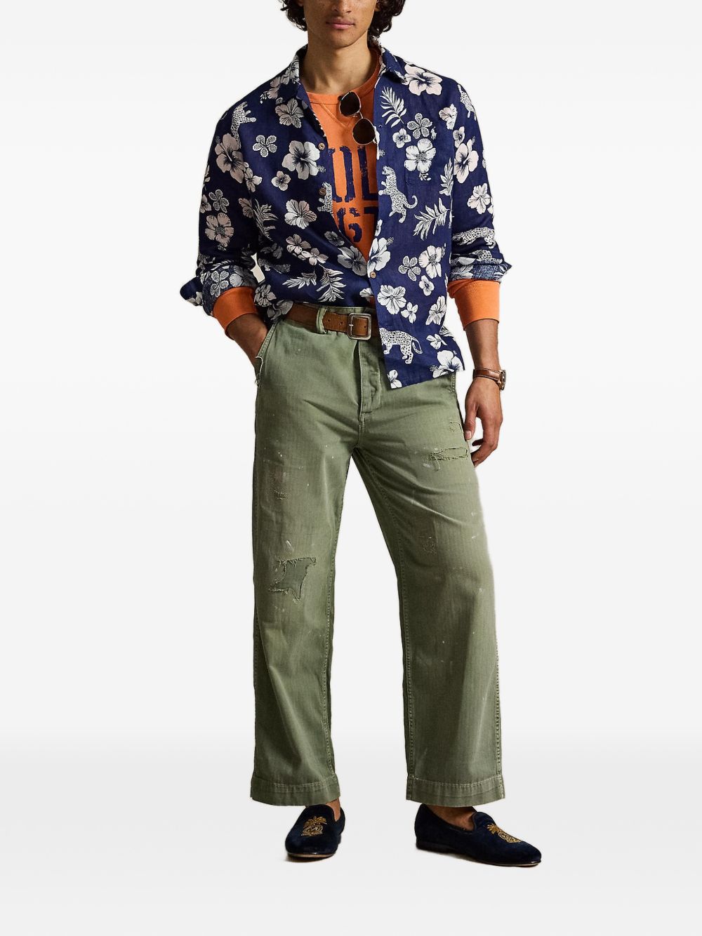 jaguar tropical-print shirt