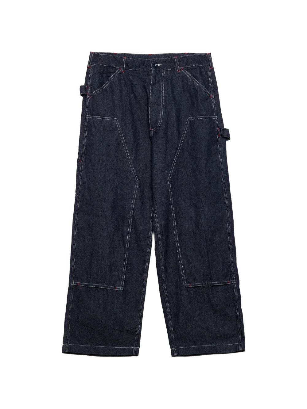 contrast-stitch panelled jeans