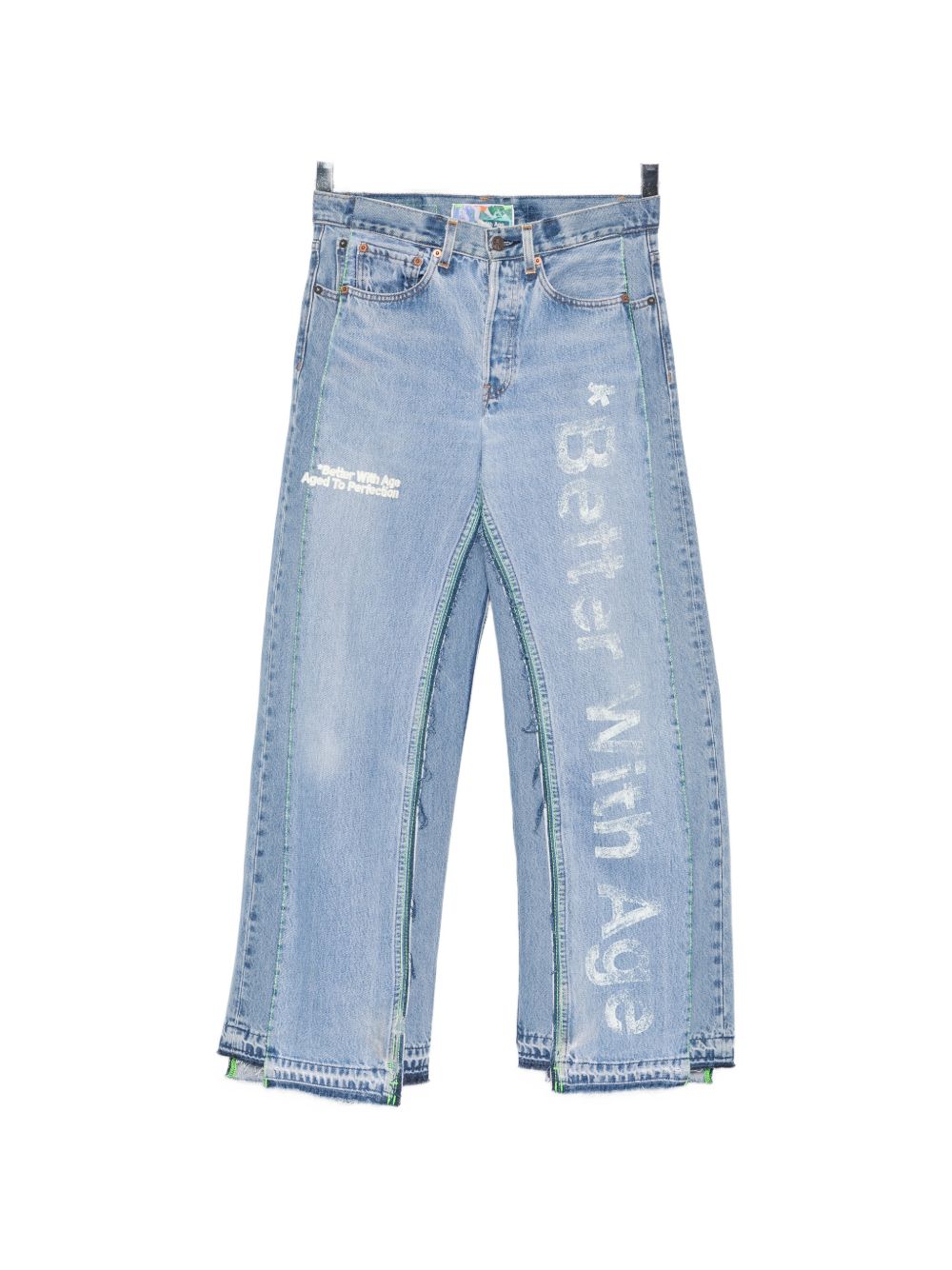 logo-print panelled jeans