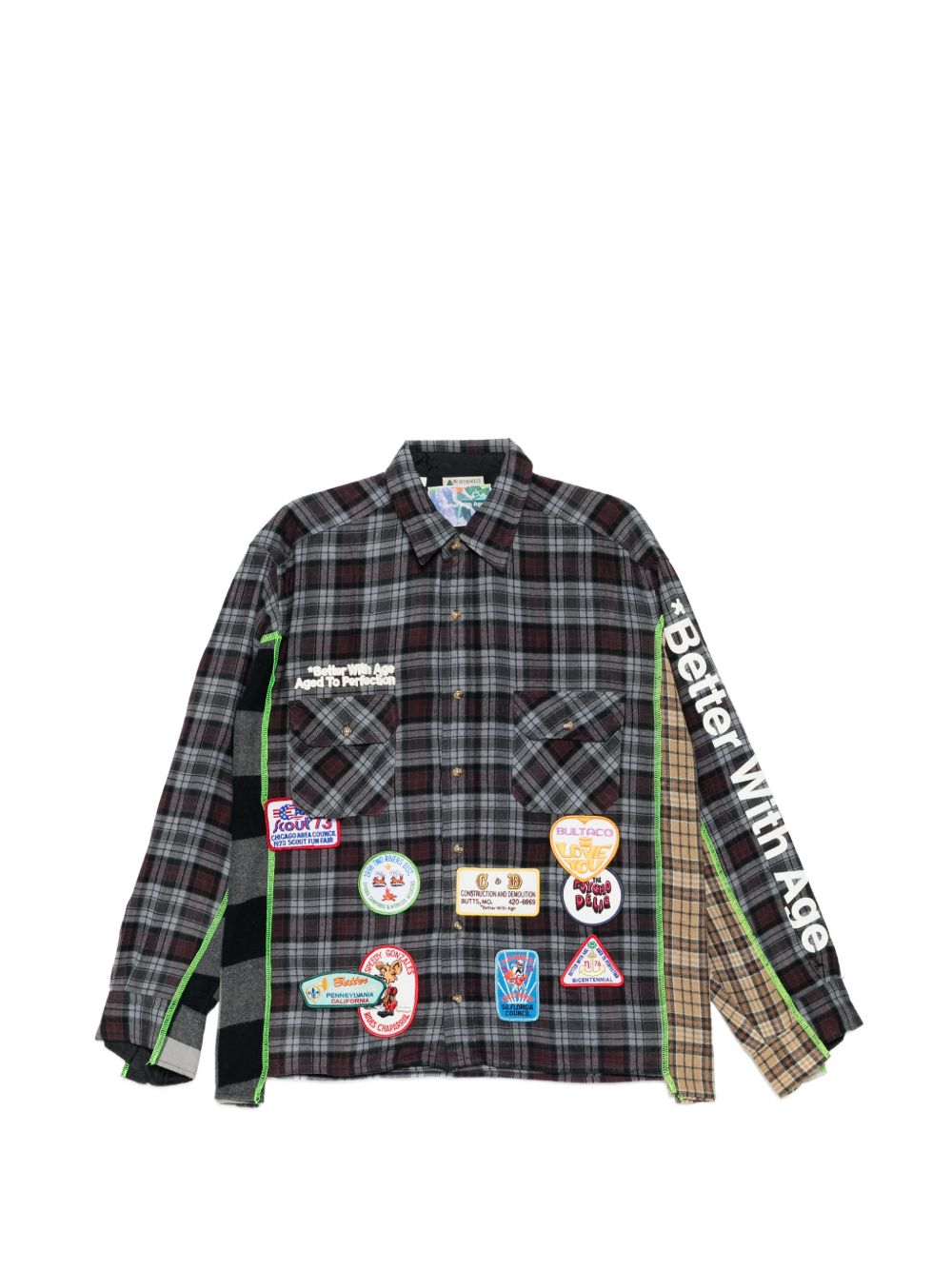 Patch-Detail Checked Shirt