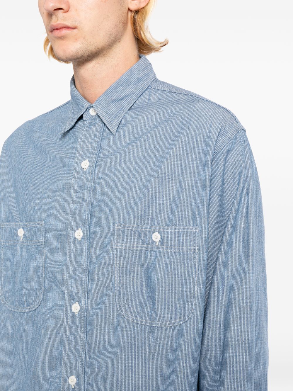 striped chest pockets shirt