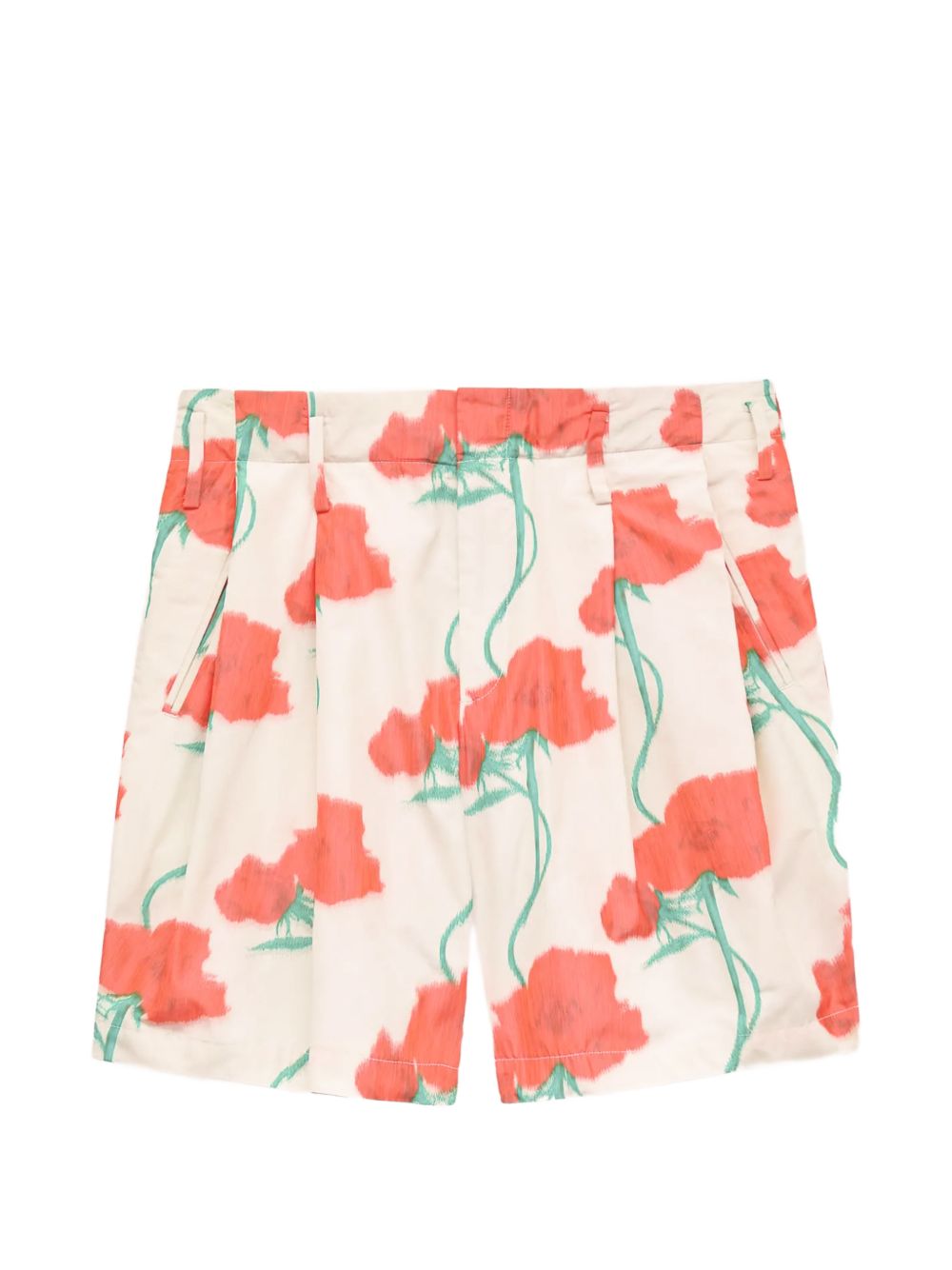 poppy-print pleated shorts