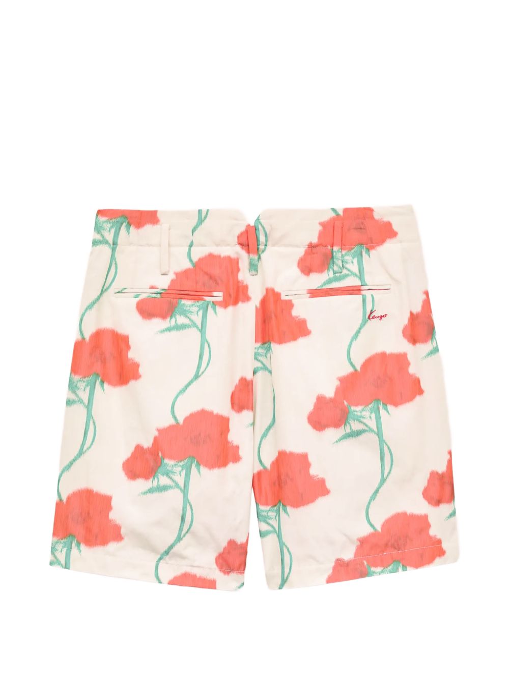 poppy-print pleated shorts