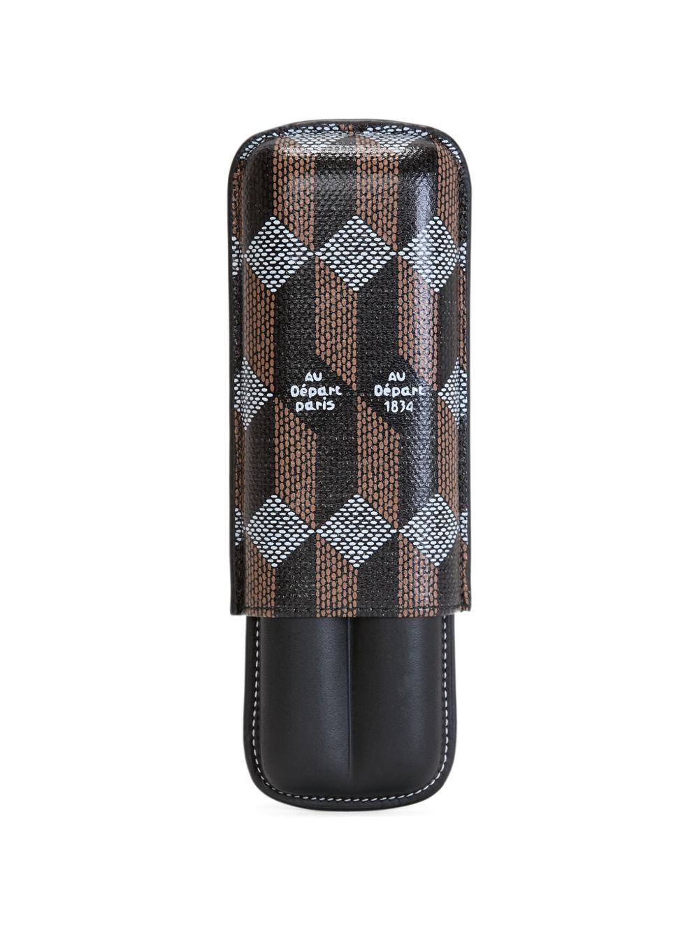 geometric-print leather double cigar case