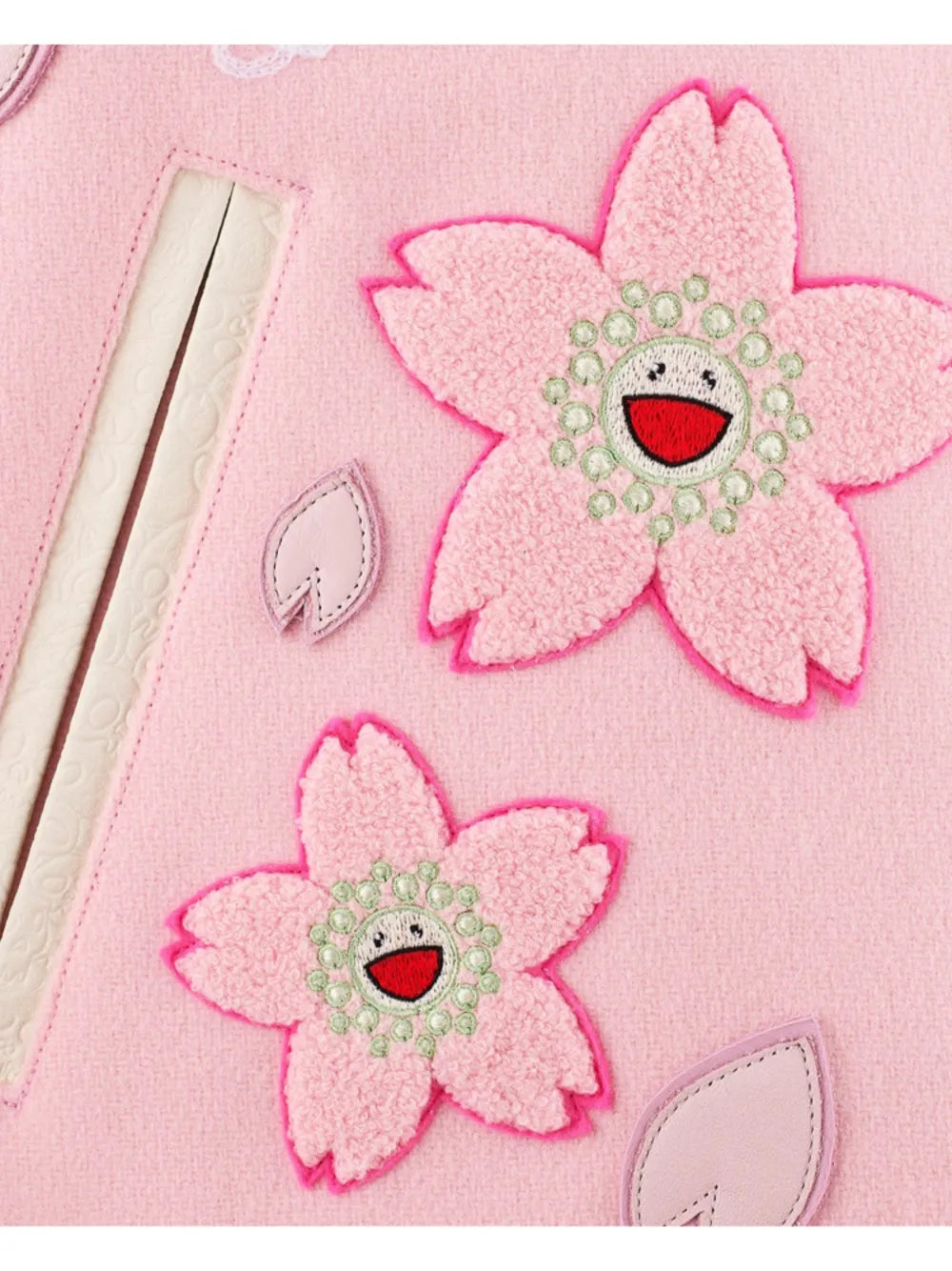 x Takashi Murakami Cherry Blossom-Embroidered Varsity Jacket
