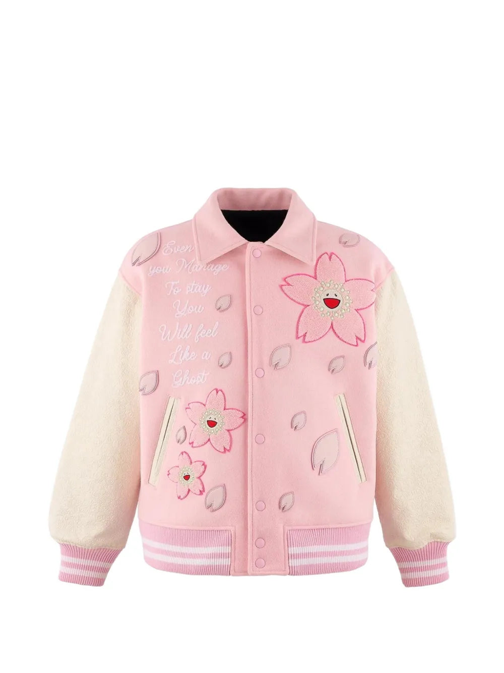 x Takashi Murakami Cherry Blossom-Embroidered Varsity Jacket
