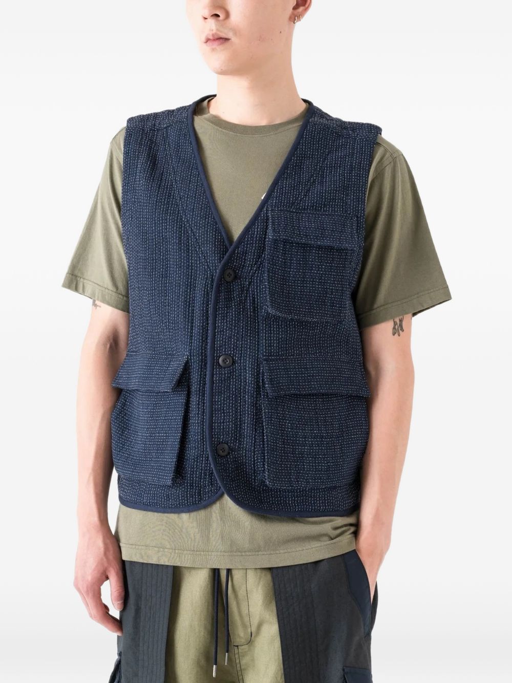 sashiko-stitch utility vest