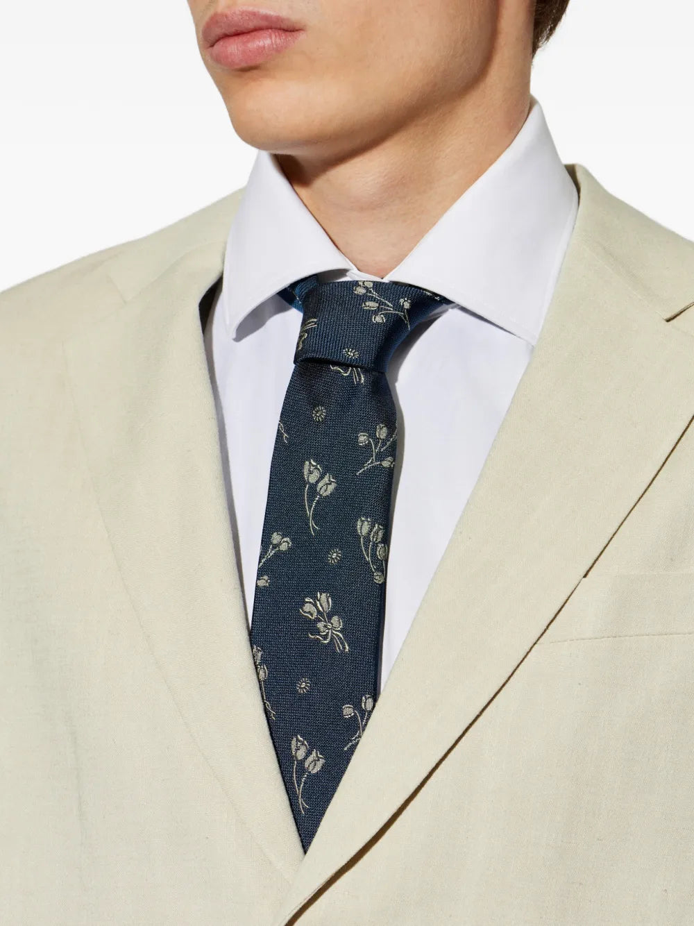floral-print silk tie