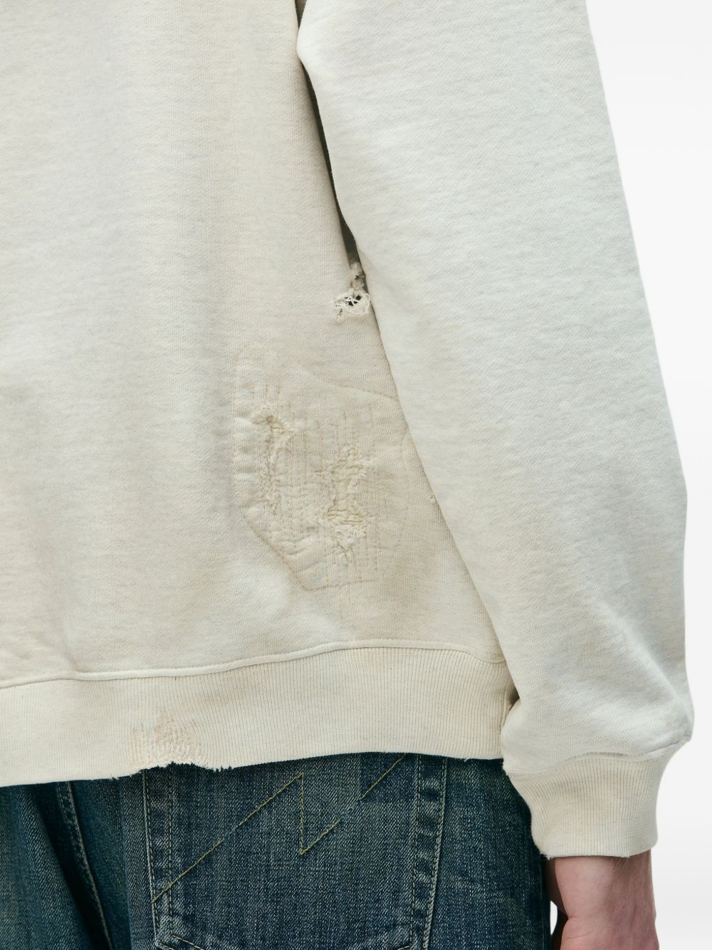 distressed graphic-print hoodie