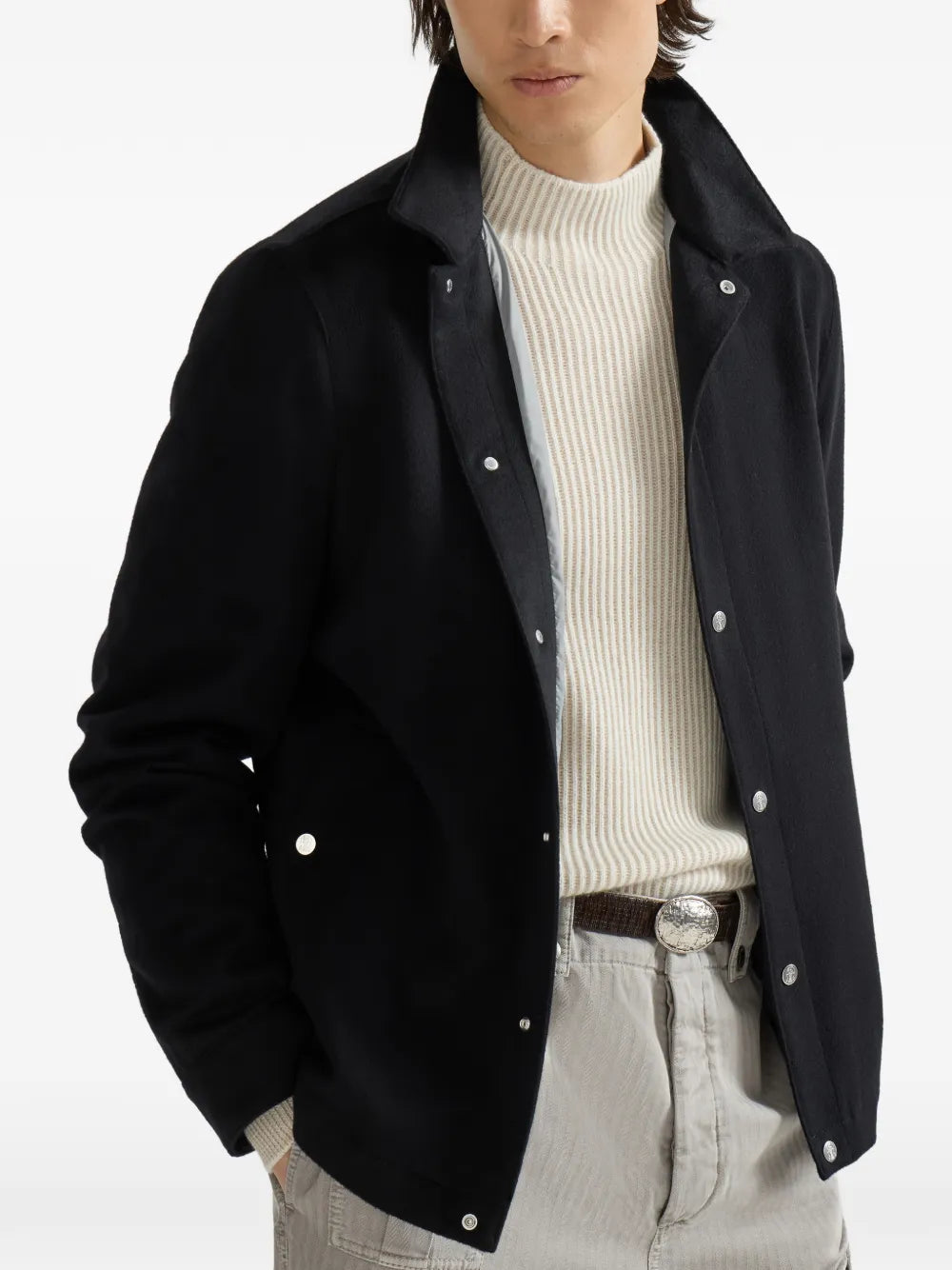 lightweight cashmere flannel outerwear jacket
