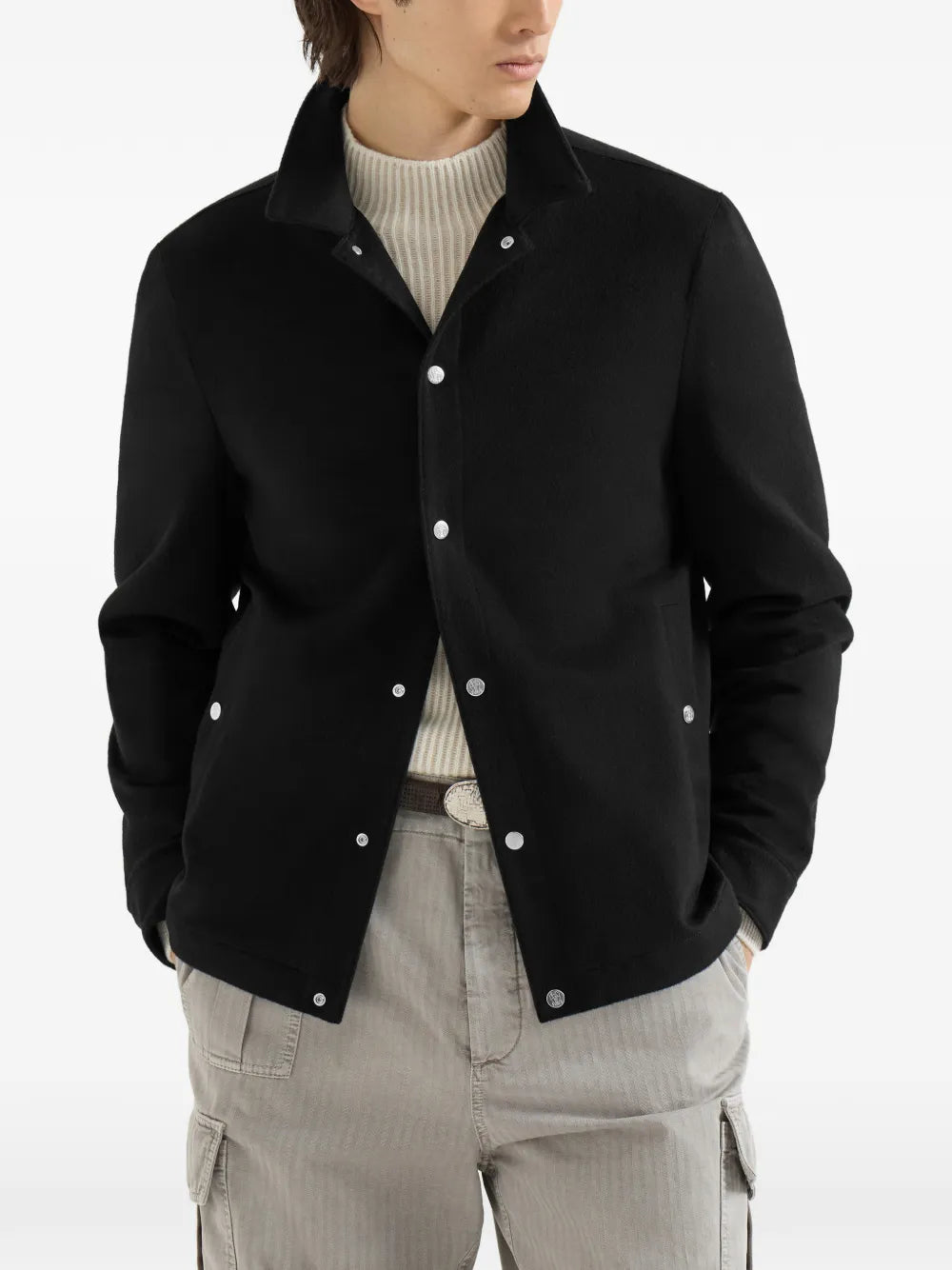 lightweight cashmere flannel outerwear jacket