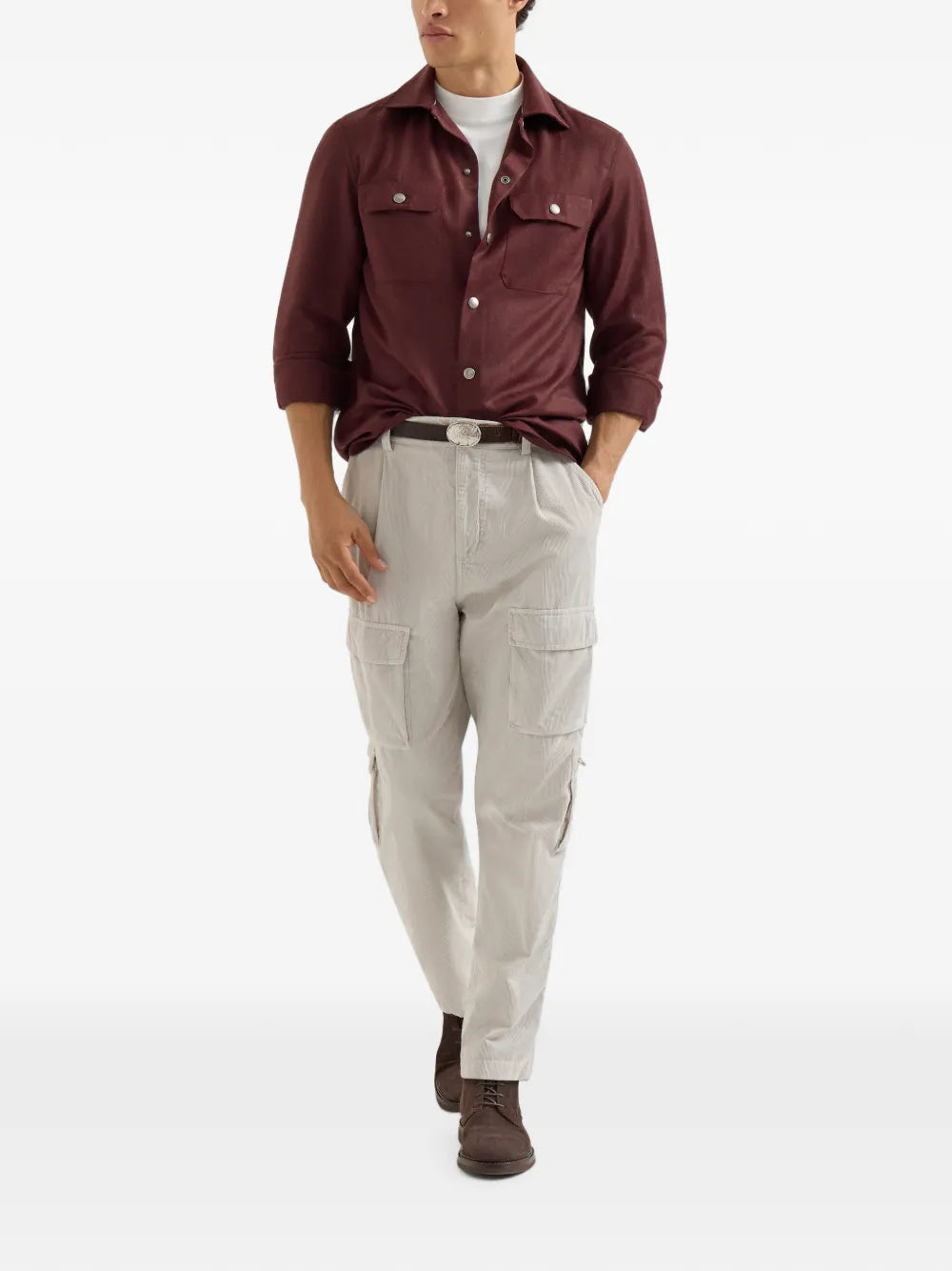flannel chest-pockets shirt jacket